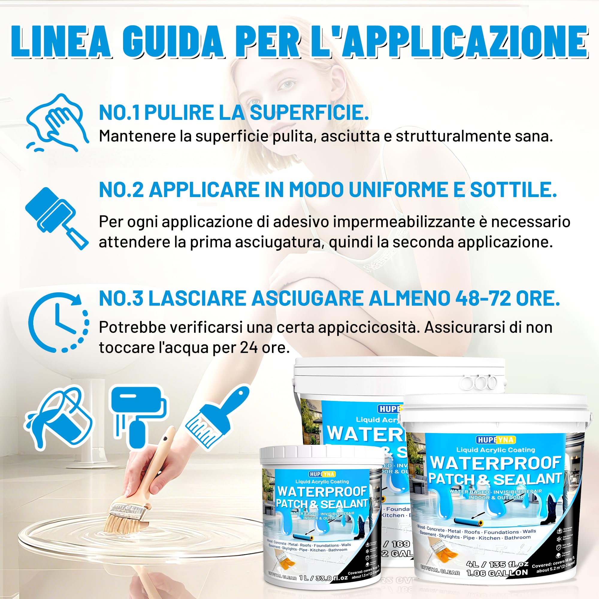 Guaina Liquida Trasparente, Hupeyna Rivestimento Impermeabile Trasparente Riparatore Anti-Perdita, Colla Impermeabilizzante a Base D'acqua per Interni ed Esterni Sigillante Impermeabile Liquido 5KG