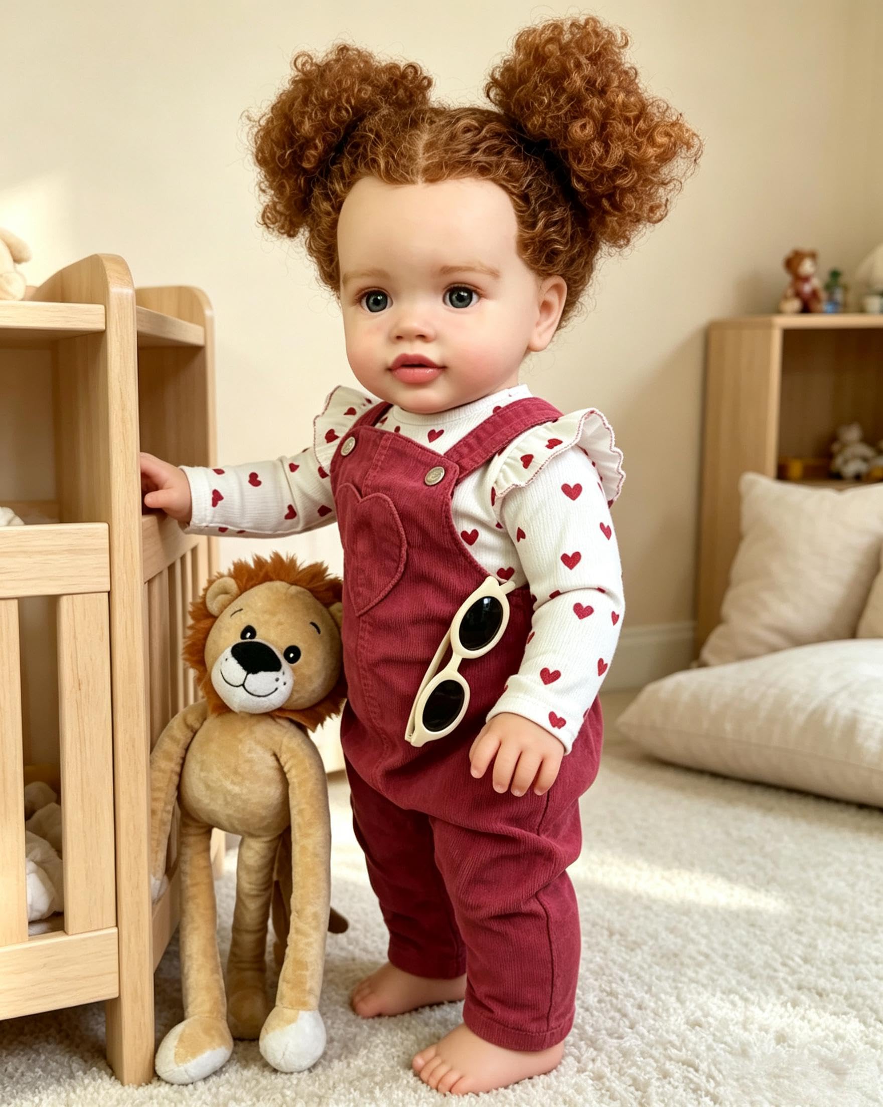 RXDOLL Duży rozmiar realistyczne lalki Reborn Baby Dolls Girl 66 cm realistyczna lalka malucha kręcone włosy prawdziwe lalki niemowlęce miękka tkanina winylowa ciało Reborn maluch dziewczyna prezent