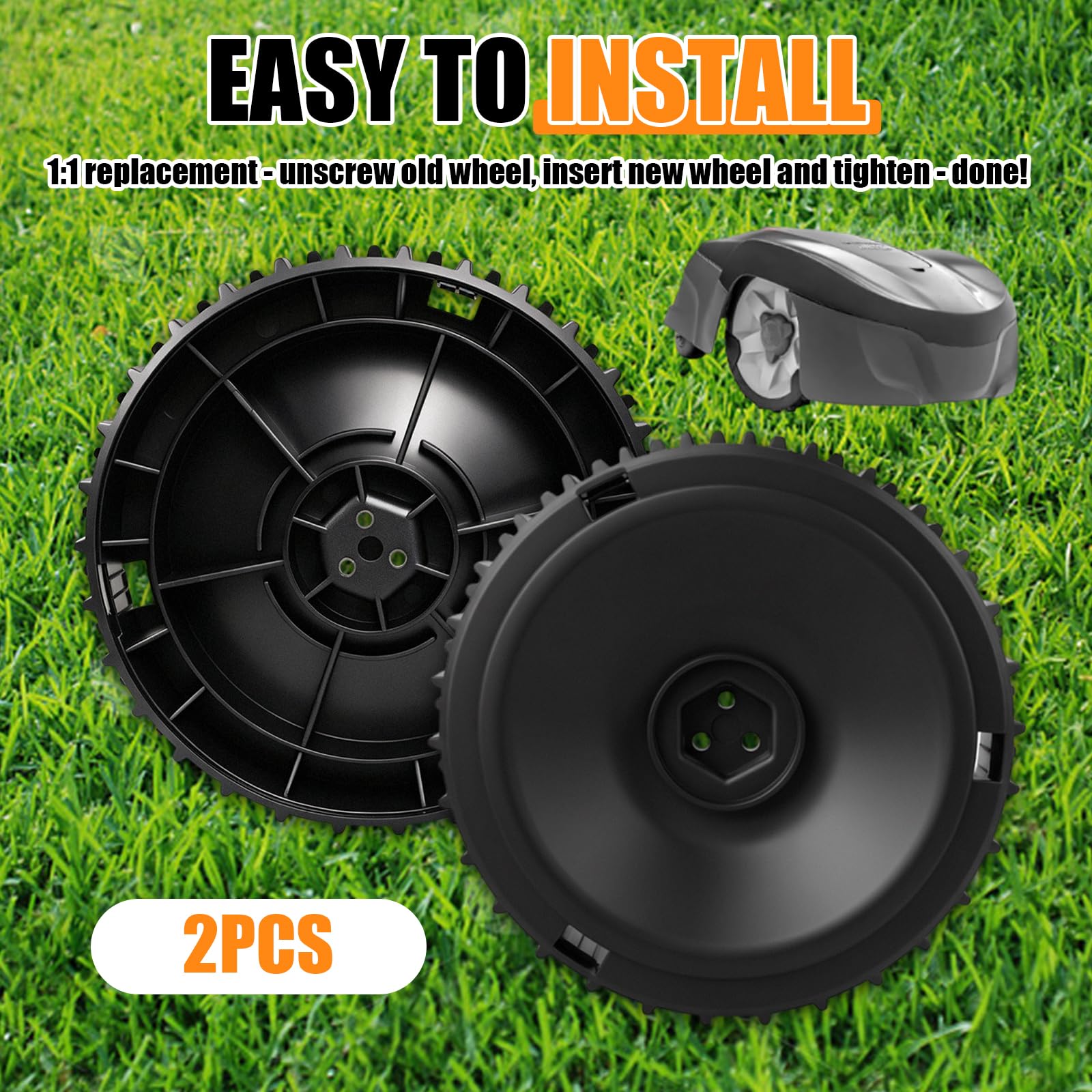 2 ruote anteriori di ricambio per tosaerba, compatibili con Gardena R38Li R40Li R50Li R70Li R80Li Husqvarna Automower 105/305/308, per una migliore capacità di salita, professionale su terreni