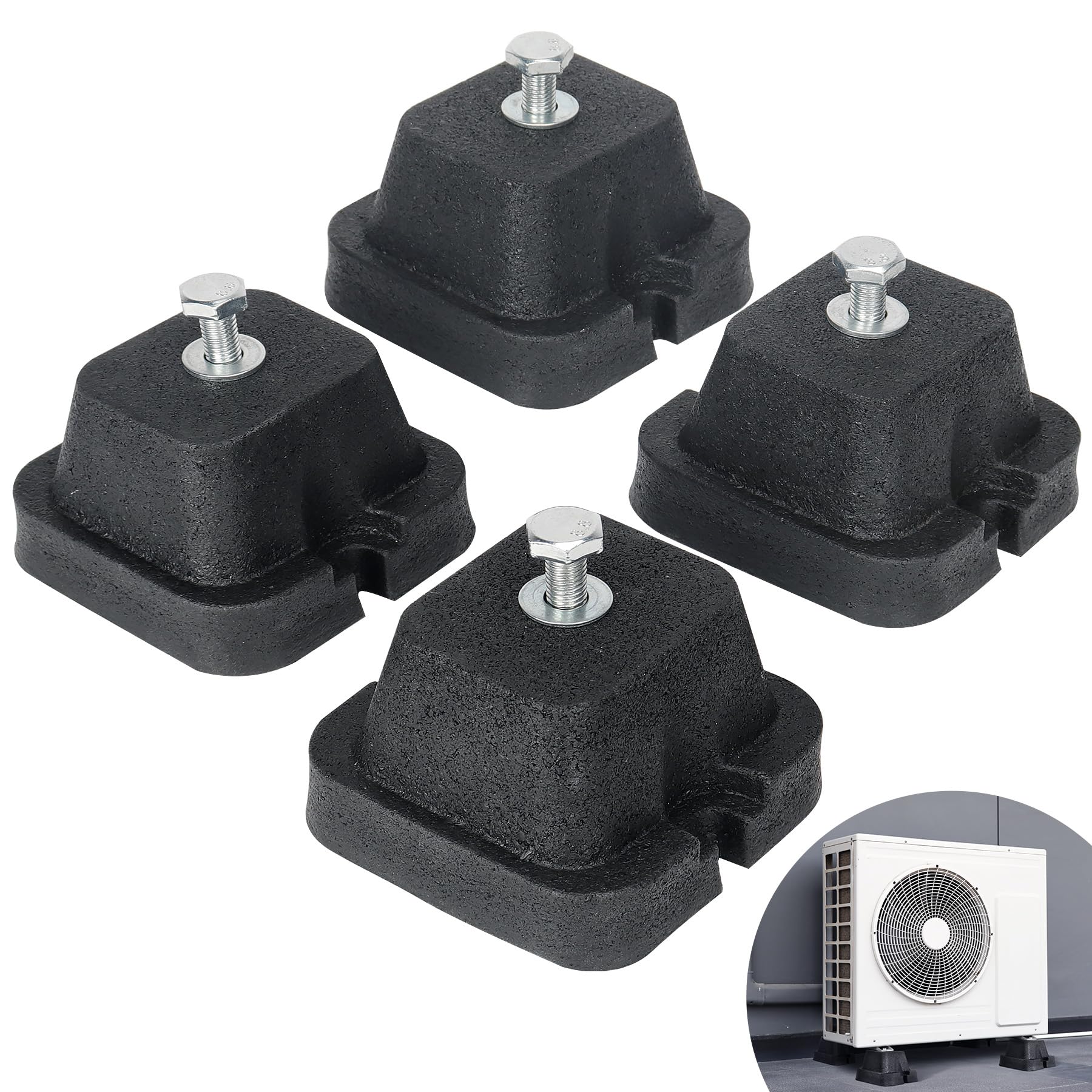 Forestchill Rubber Anti Vibration Mount Bracket, 4 Pack Floor Mounting Base for Outdoor Mini Split Air Conditioner Condenser, Noise & Shock Absorbing, Fits 9,000 to 36,000 BTU