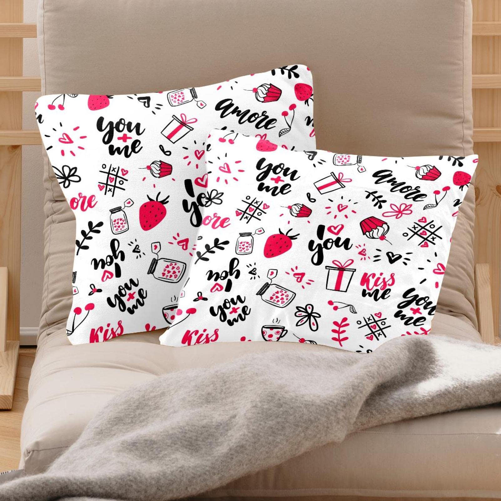 DOMVITUS Federa Per Cuscino Con Motivo Floreale, 45,7 X 45,7 Cm