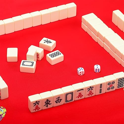 Miniatura 16 de Buryeah Tapete cuadrado de Mahjong de 40 x 40 pulgadas para mesa de dominó de goma antideslizante, tapete de juego grande de Mahjong para juego