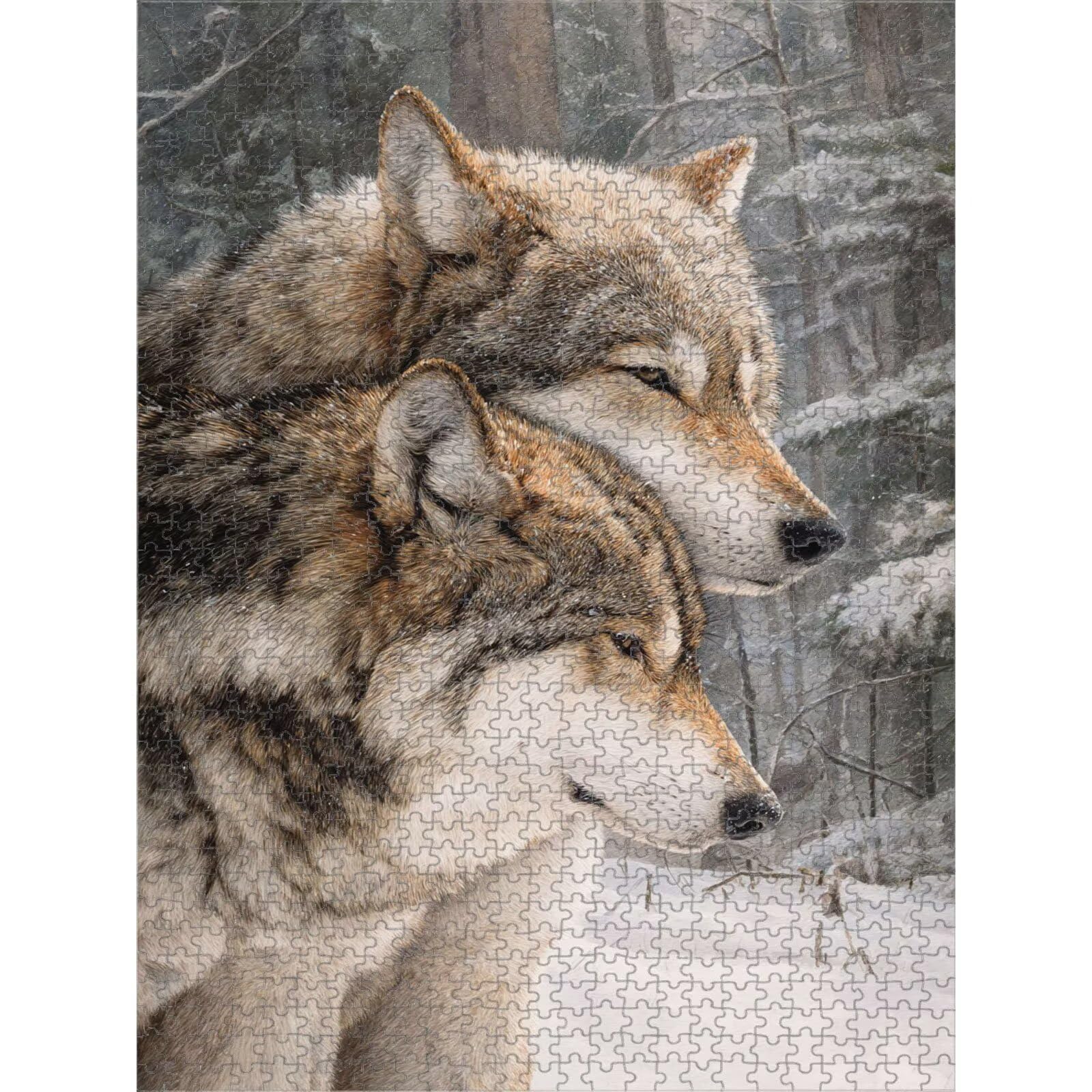 1000 Pièces Puzzle Adulte Loup & Hiver Puzzle en Bois Robuste 1T#1986 | Puzzle en Bois, Découpe de Précision, Encres aux Couleurs Vives, Loisir Relaxant, Décoration Intérieure, Cadeau, 50x75cm