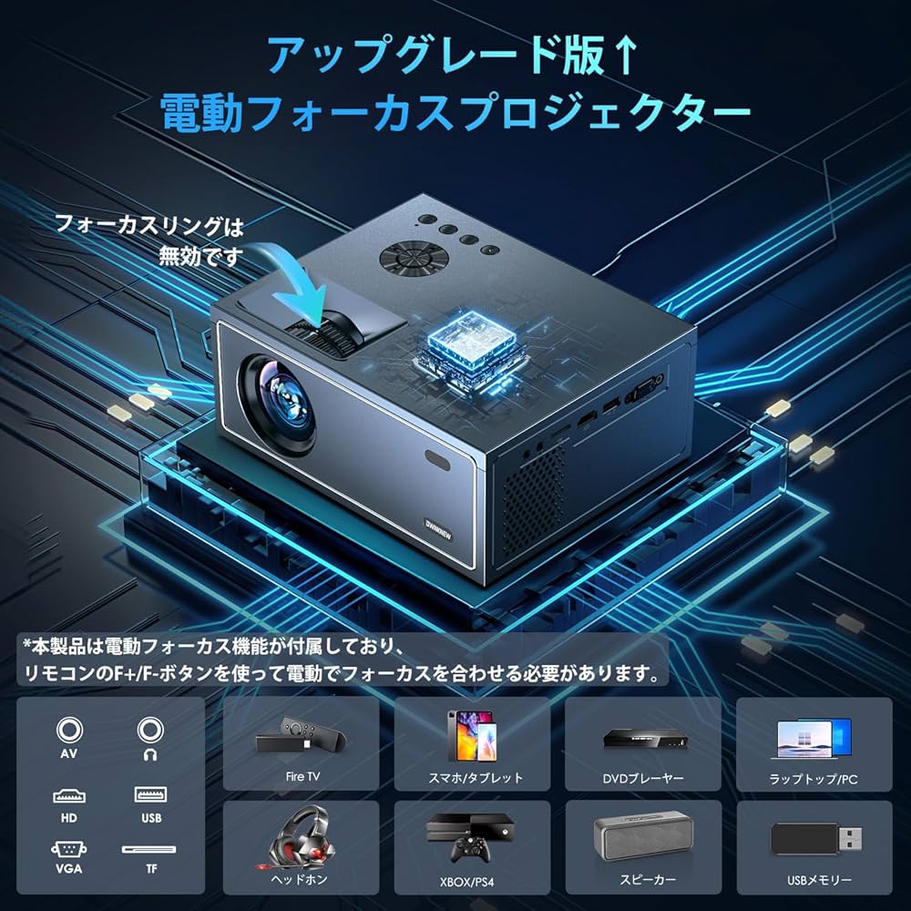 OWNKNEW HDプロジェクター 本体 Amazon.co.jp: 電動フォーカス 手動フォーカス不要