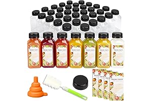 TOMNK 8oz Clear Plastic Juice Bottles with Caps