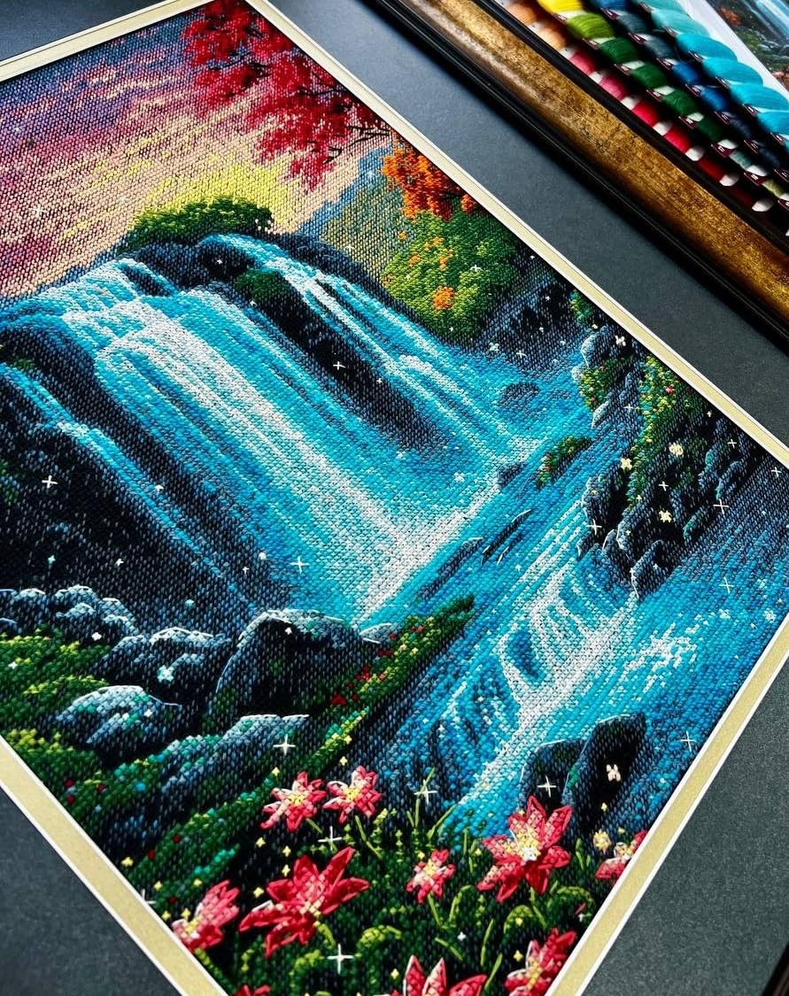 RIOLIS - Magical Waterfall 2274, Kits De Point De Croix Nature 39,9 X