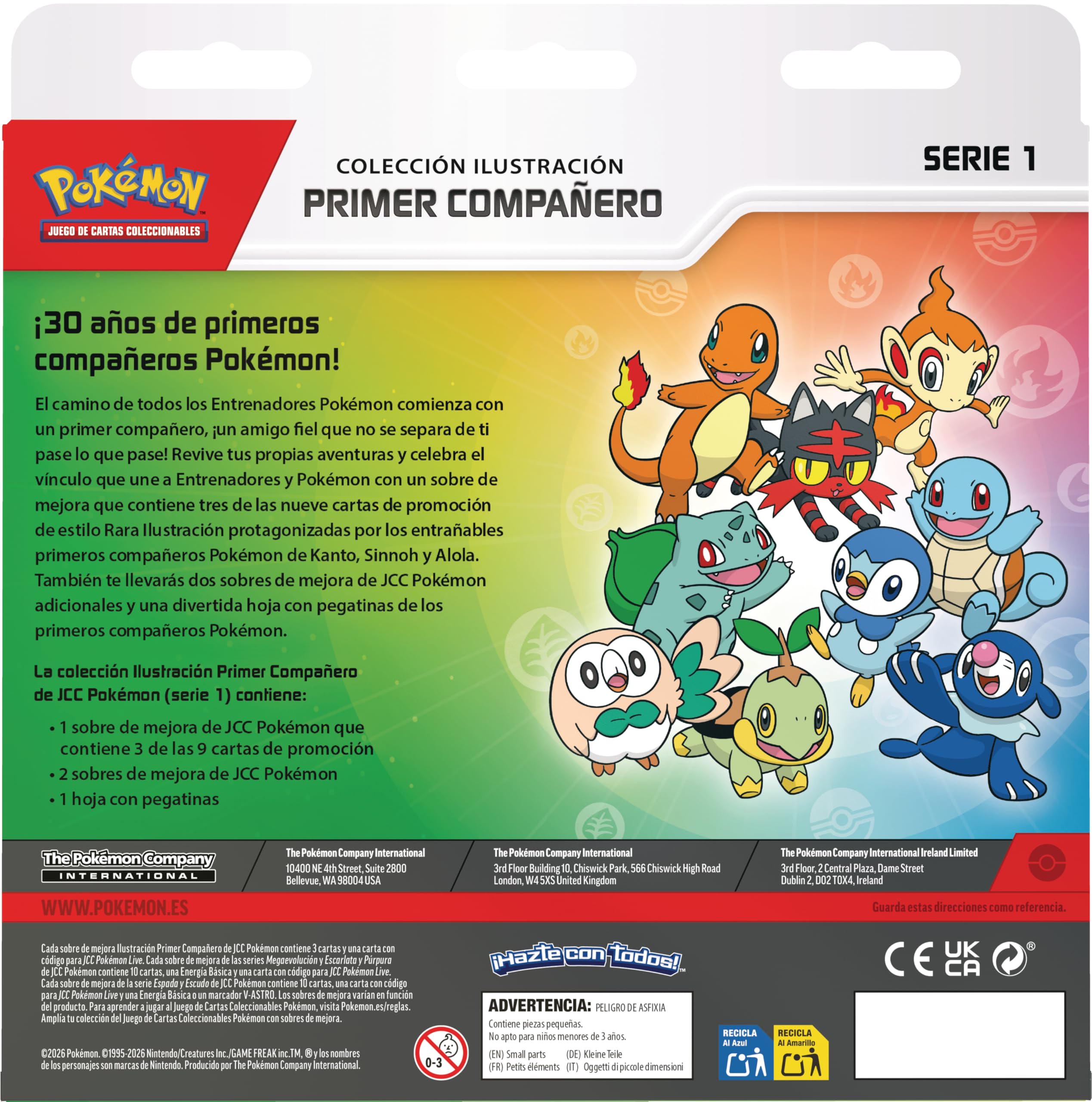 Pokémon: Colección Ilustración Primer Compañero de JCC Pokémon (Serie 1) (3 Cartas de promoción, 2 Sobres de Mejora y 1 Hoja con Pegatinas) — view 4