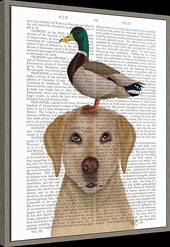Miniatura 8 de Amanti Art Lienzo enmarcado para pared, 16 x 20 pulgadas, labrador y pato de Fab Funky Float, lienzo enmarcado para decoración de pared, sala de