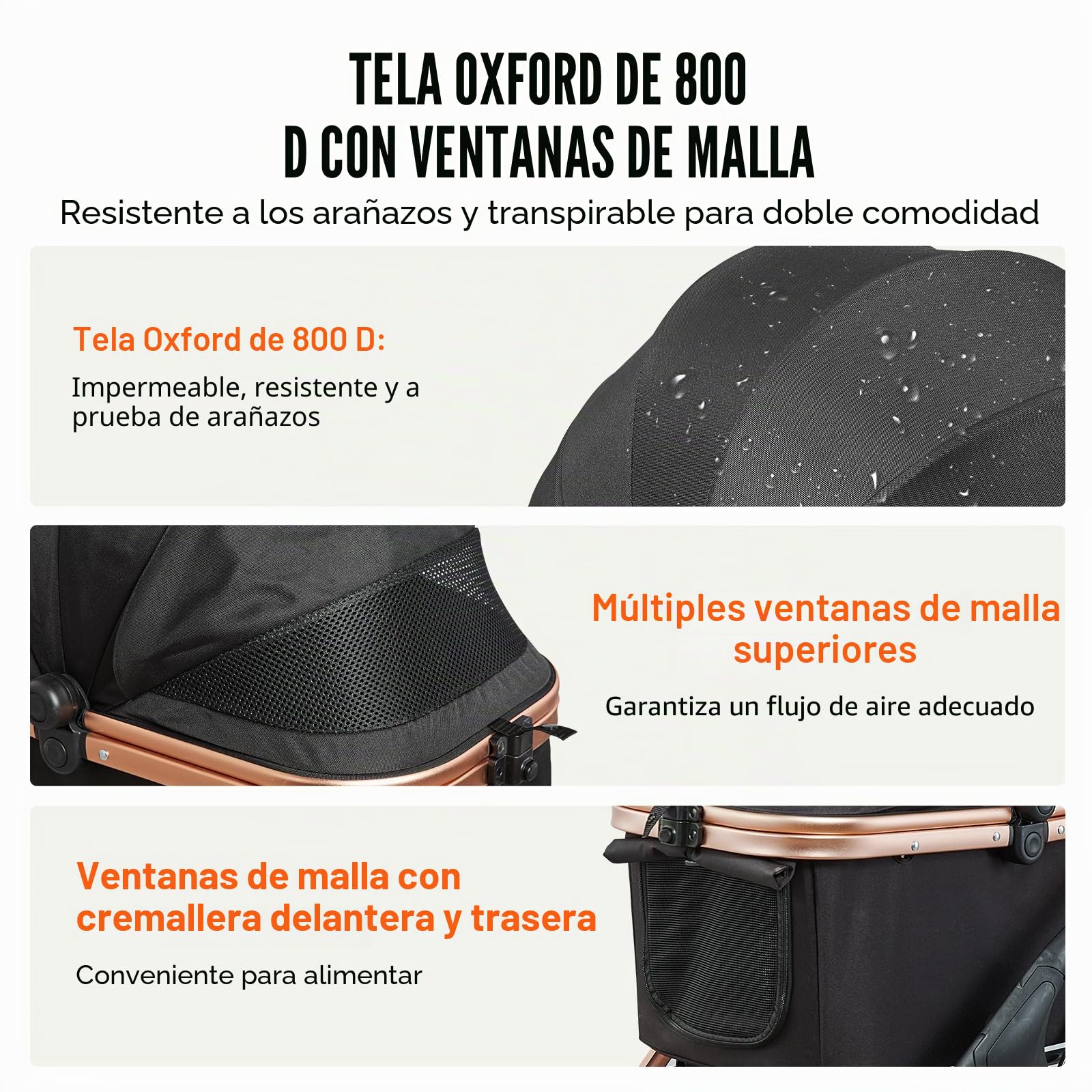 VEVOR Cochecito para Mascotas, 4 Ruedas giratorias con Frenos, Capacidad de Peso de 66 Libras, Cochecito para Cachorros con transportador Desmontable, Cesta de Almacenamiento y Almohadilla para