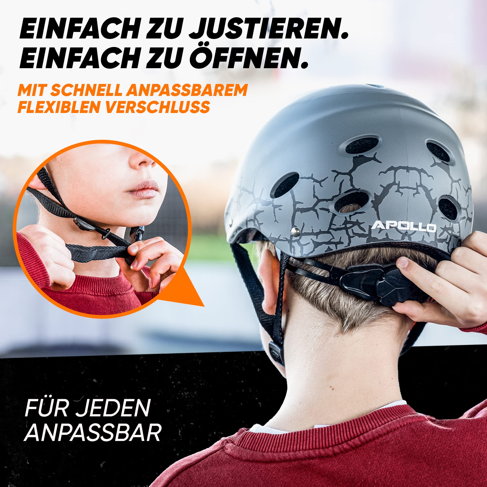 Apollo Skate-Helm/Kinder-Helm - Verstellbarer Skateboard, Scooter, BMX-Helm, mit Drehrad-Anpassung geeignet für Kinder, Erwachsene, in verschiedenen Größen und Farben