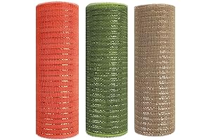3 Rolls Mesh Ribbon for Wreaths All Colors - Orange Green Tan Deco Mesh Ribbon