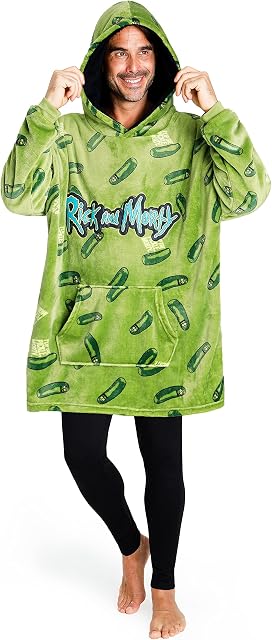 RICK AND MORTY Blanket Hoodie for Men Teens Super Soft Fleece Oversized Hoodie Blanket One Size Comfy Poncho Men Official Merchandise Gifts for Men