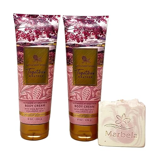 Bath & Body Works TOGETHER Weather Ultimate Hydration - Crema corporal de 2 piezas con un jabón en barra de sales del Himalaya, tamaño completo
