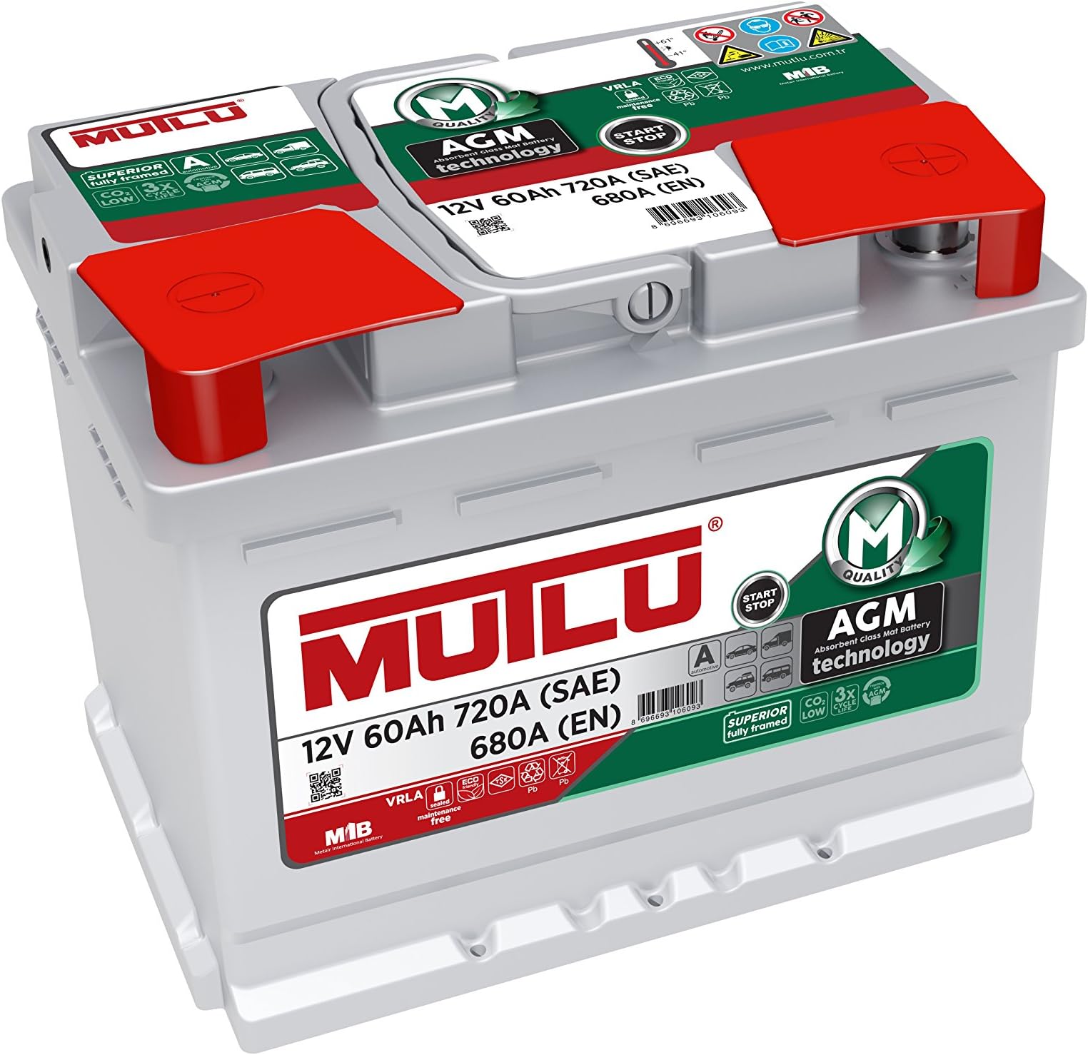 Mutlu 027 AGM Car Battery 12V 60Ah 720A (SAE) 680A (EN)