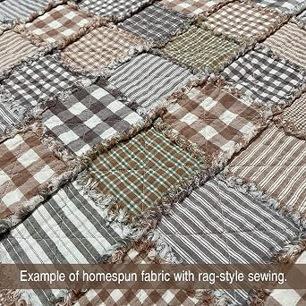 40+ Lightwash Neutral Charm Pack, 5 inch Precut Cotton Gray Taupe Plaid Homespun Fabric Squares by JCS