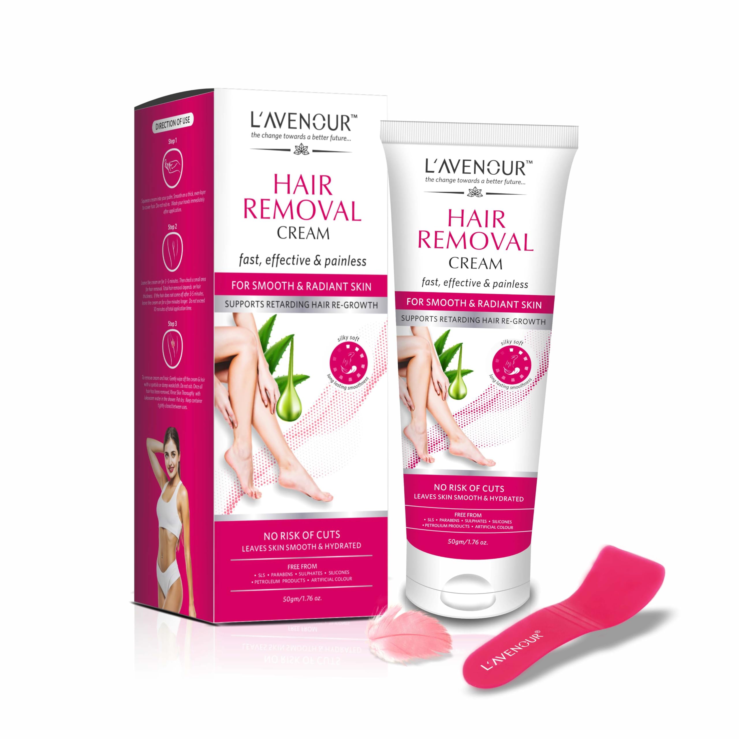 L'avenour Hair Removal Cream For Women | For All Skin Types, Suitable for Arms, Underarms, Legs & Bikini Line | No Harsh Smell, No Skin Darkening, No Rashes | Supports Retarding Hair Re-Growth - 50gm-image-26