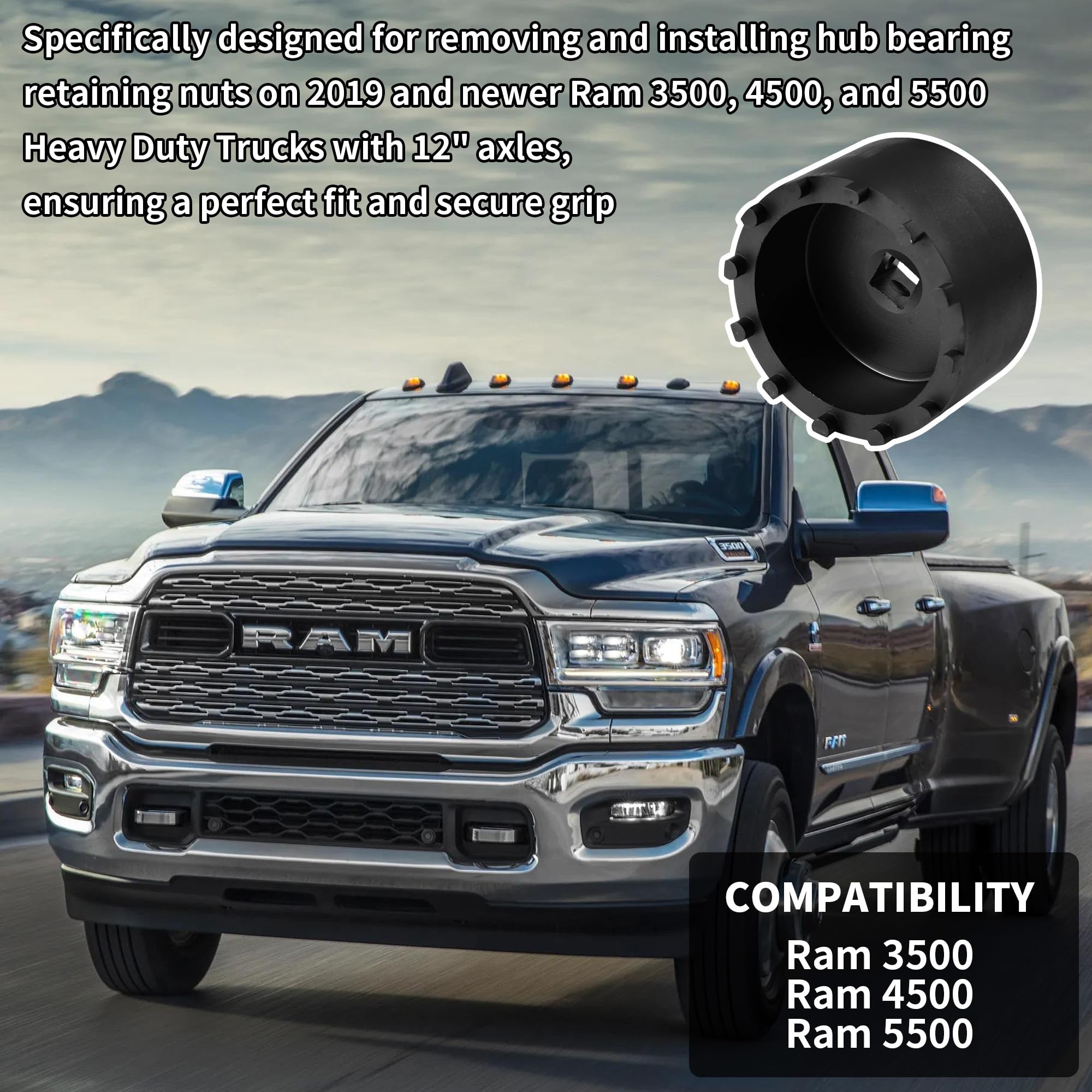 31520 Axle Nut Socket for Dodge Ram 3500/4500/5500 2019-2022, 12-Pin Design, Durable Drive, Anti-Corrosion