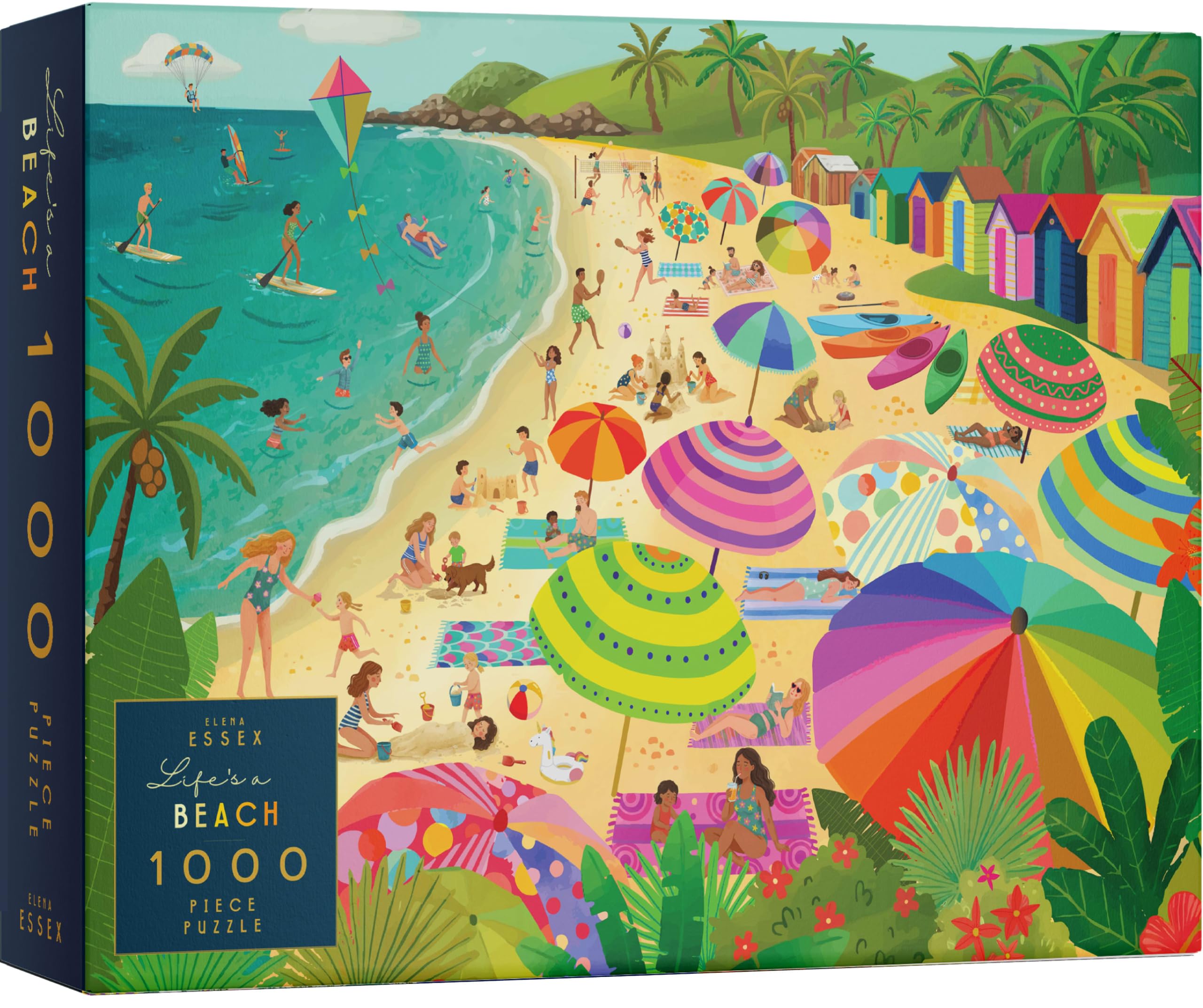 Elena Essex Jigsaw Puzzles for Adults 1000 - Life's a Beach, Jigsaws, Jigsaw Puzzle, Ocean Coastal Beach Hut Surf Holiday Puzzle, Size 70x50cm