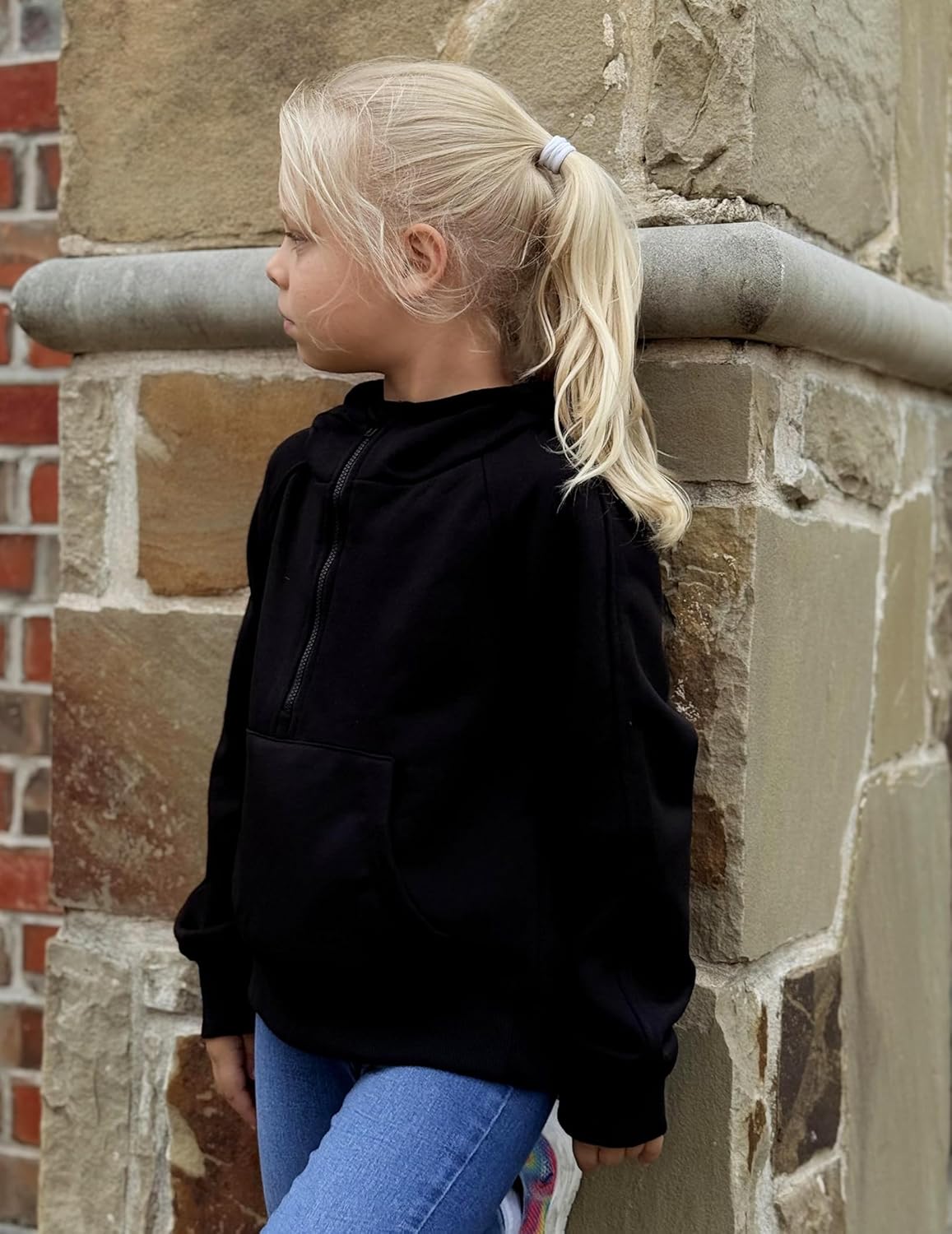 Arshiner Girls Half Zip Sweatshirt Fleece Hooded Pullover for Teen Long Sleeve Tops Fall Winter Clothes Thumb Hole - Image 7