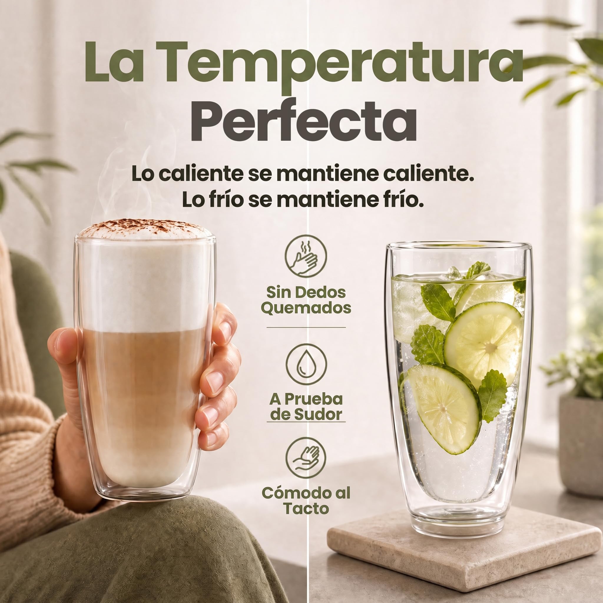 Dimono® Vaso de vidrio borosilicato de doble pared Vaso de agua Latte Macchiato Vaso largo para bebidas y cócteles (12 piezas vaso largo)