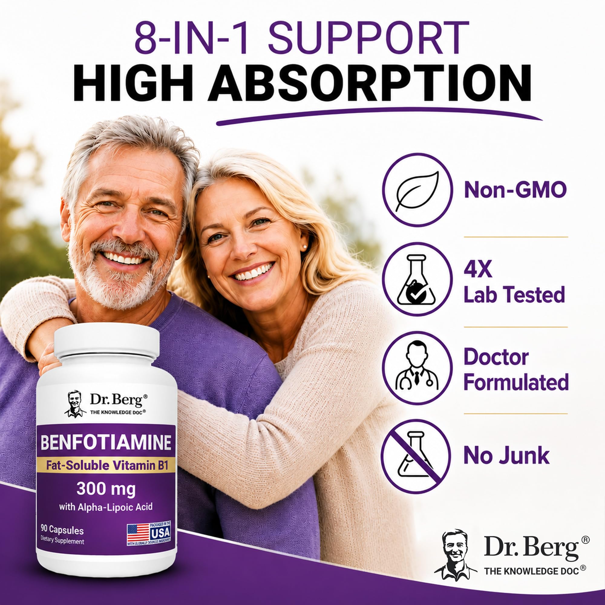 Dr. Berg Vitamin B1 Benfotiamine 300mg | 8-in-1 Nerve Support | 90 Capsules — Amazon image 7