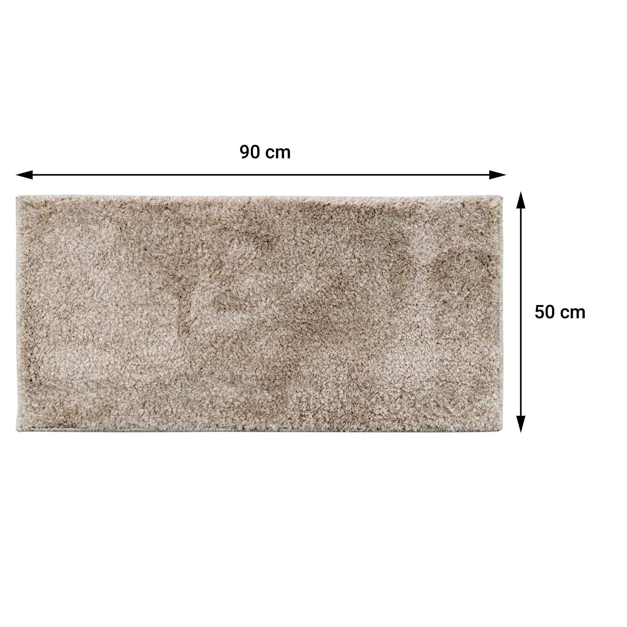 Comart - Tappeto Faith Bagno - Tappetino Rettangolare 50x90 cm - Morbido e Soffice - Pelo Medio - Asciugatura Rapida e Resistente all'Acqua - Antiscivolo - Lavabile in Lavatrice - Beige/Marrone