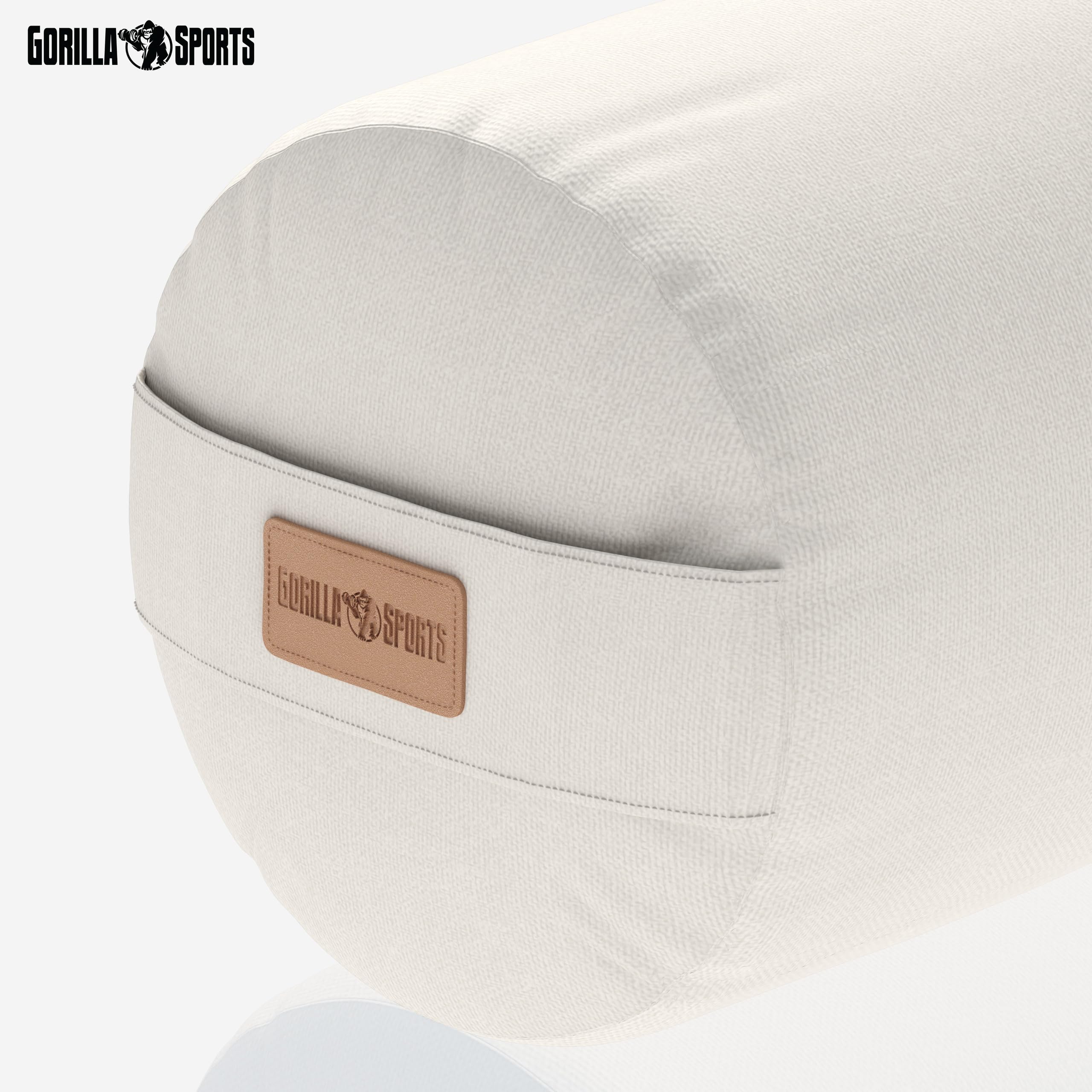 GORILLA SPORTS® Yoga Bolster - Ø20 cm, Waschbarer Bezug, aus 100% Baumwolle, mit Dinkelfüllung, Tragegriff, Farbawhl - Yogarolle, Yogakissen, Yogabolster, Pilates, für Restorative Yoga