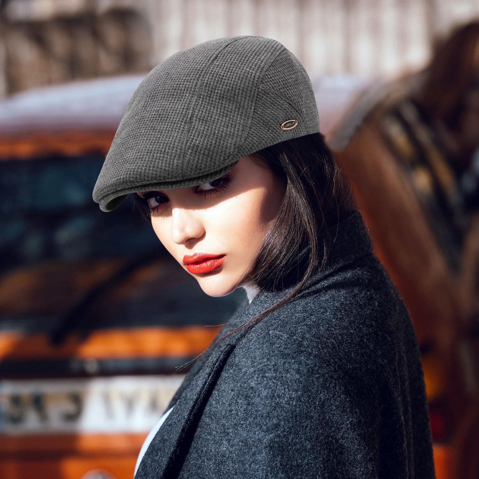 YAMEIZE Gorra Retro Flat Cap Cabbie Invierno Ajustable Newsboy Sombrero para Hombres Mujeres Ivy Cap Boina de Algodón de Moda Peaky Flat Cap Conducción