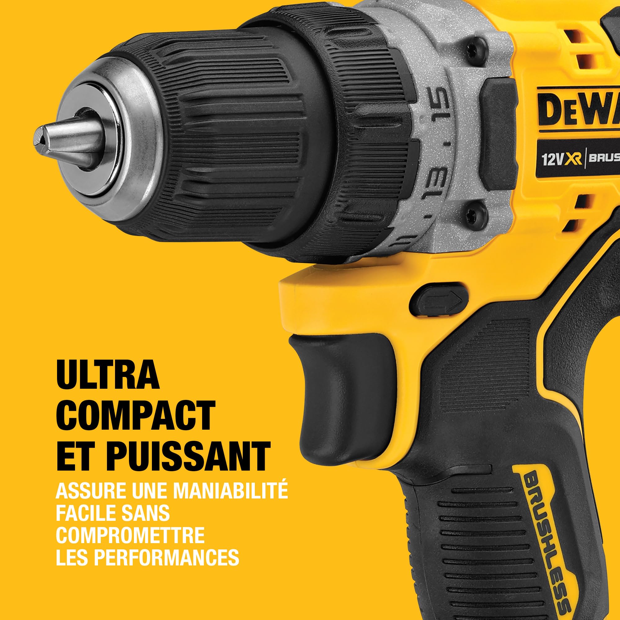 DEWALT Perceuse-visseuse Brushless XR 12V DCD701D2-QW avec 2 batteries Li-Ion 2Ah et coffret TSTAK