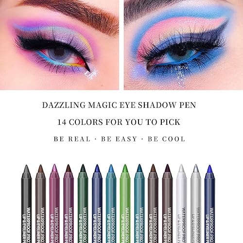 Miniatura 3 de Juego de delineador de ojos de 14 colores, kit de delineador de ojos metálico, lápiz de sombra de ojos metálico con purpurina mate, delineador de