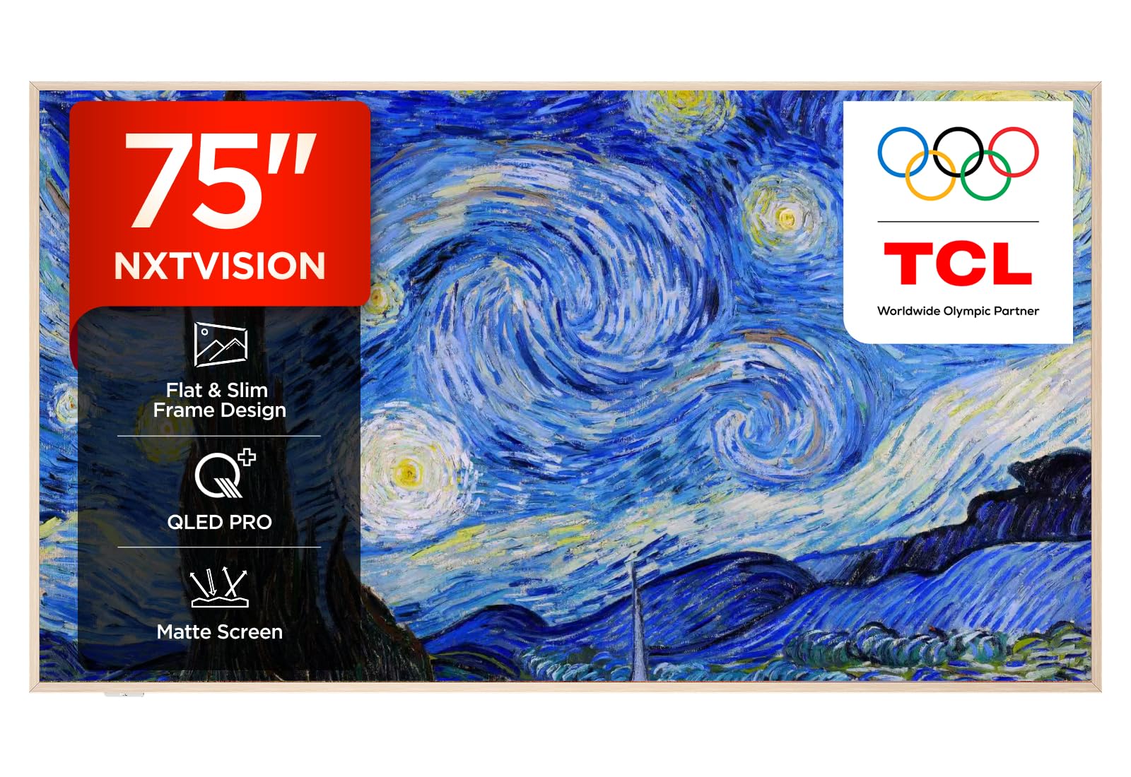 TCL NXTVISION 75A300W-UK QLED PRO 4K Ultra HD TV, 4K HDR PRO, Matte Screen, Smart TV Powered by Google TV (Dolby Vision IQ & Atmos, 144Hz Motion Clarity Pro, compatible with Google Assistant)