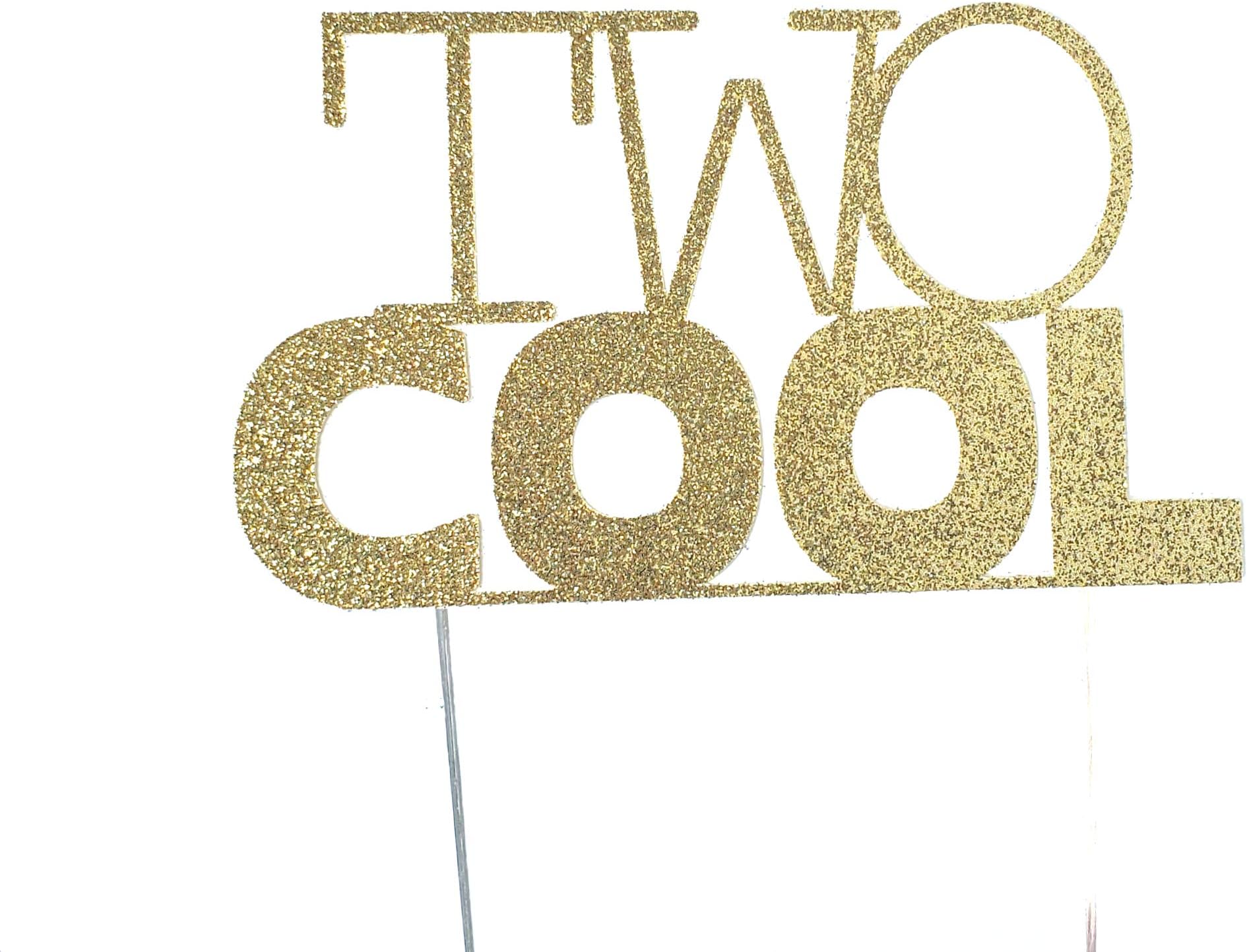 CMS Design Studio 2nd Birthday Cake Topper Decoration - Two Cool - Double Sided Gold Glitter Stock