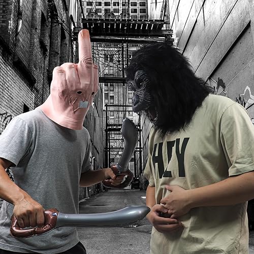 Miniatura 5 de Máscara de cabeza de dedo medio de Halloween, máscara de dedo truco con boca de malla, máscara de látex de cabeza completa para carnaval, fiesta de