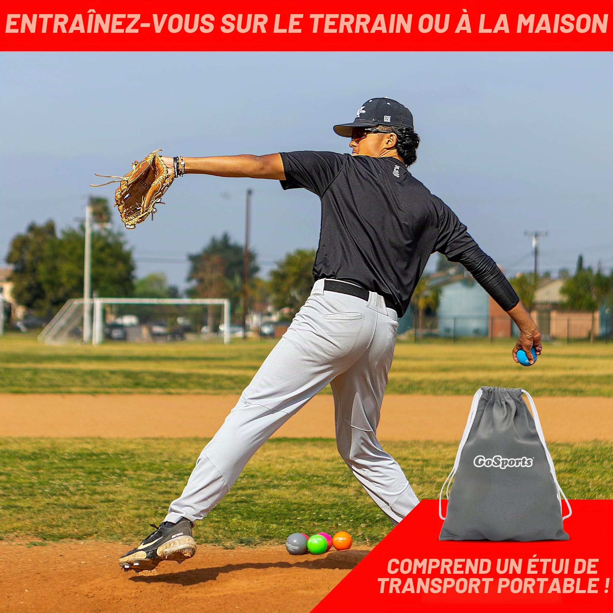 GoSports Lot de 6 balles lestées pliométriques pour entraînement de baseball et softball – Balles à poids variable pour améliorer la puissance et la mécanique – Ensemble Elite