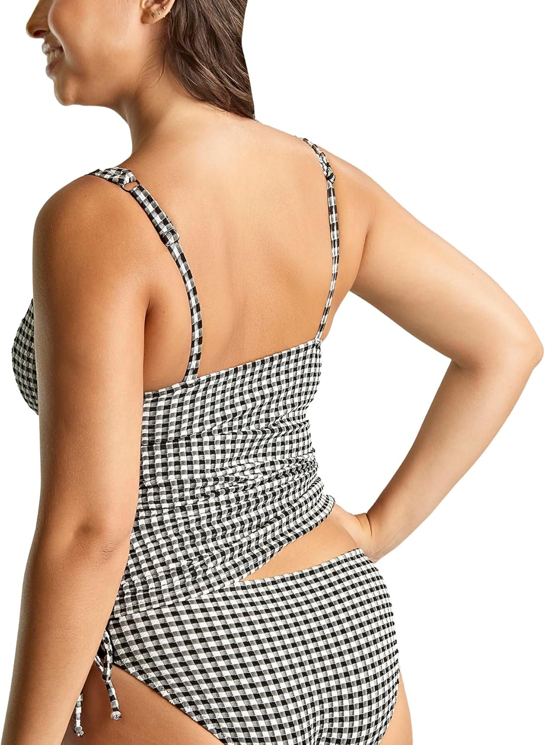 Panache Women's Iris Balcony Tankini Top – Non-Padded, Adjustable Straps, Sustainable Gingham Fabric