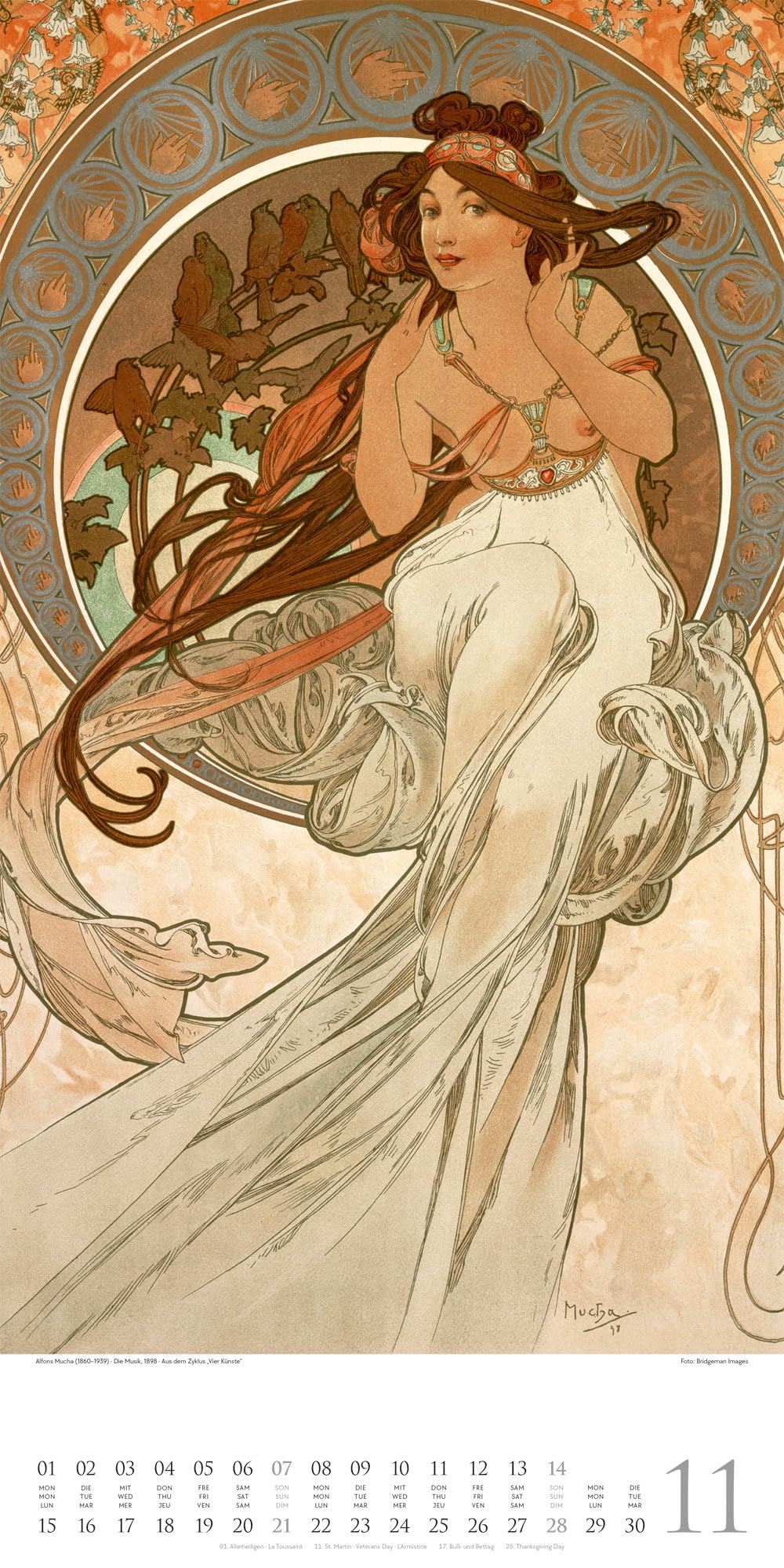 Alfons Mucha Kalender 2027: Geschmackvoller Kunst-Kalender im schlanken Hochformat (33x66 cm) | Plakatkunst des Jugendsstils