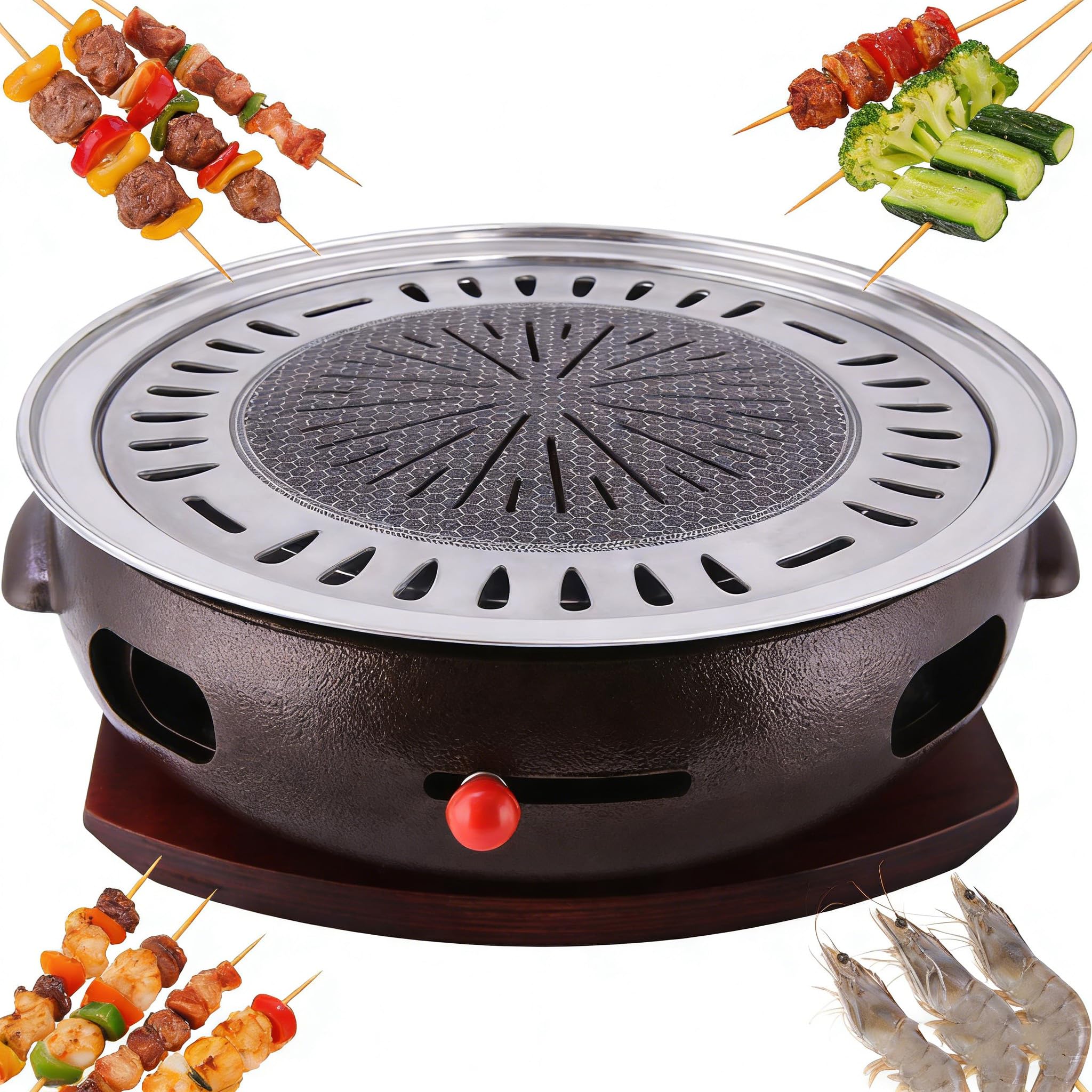 Żeliwny grill - koreański styl grill węglowy z uchwytem do gotowania na świeżym powietrzu i spotkań rodzinnych