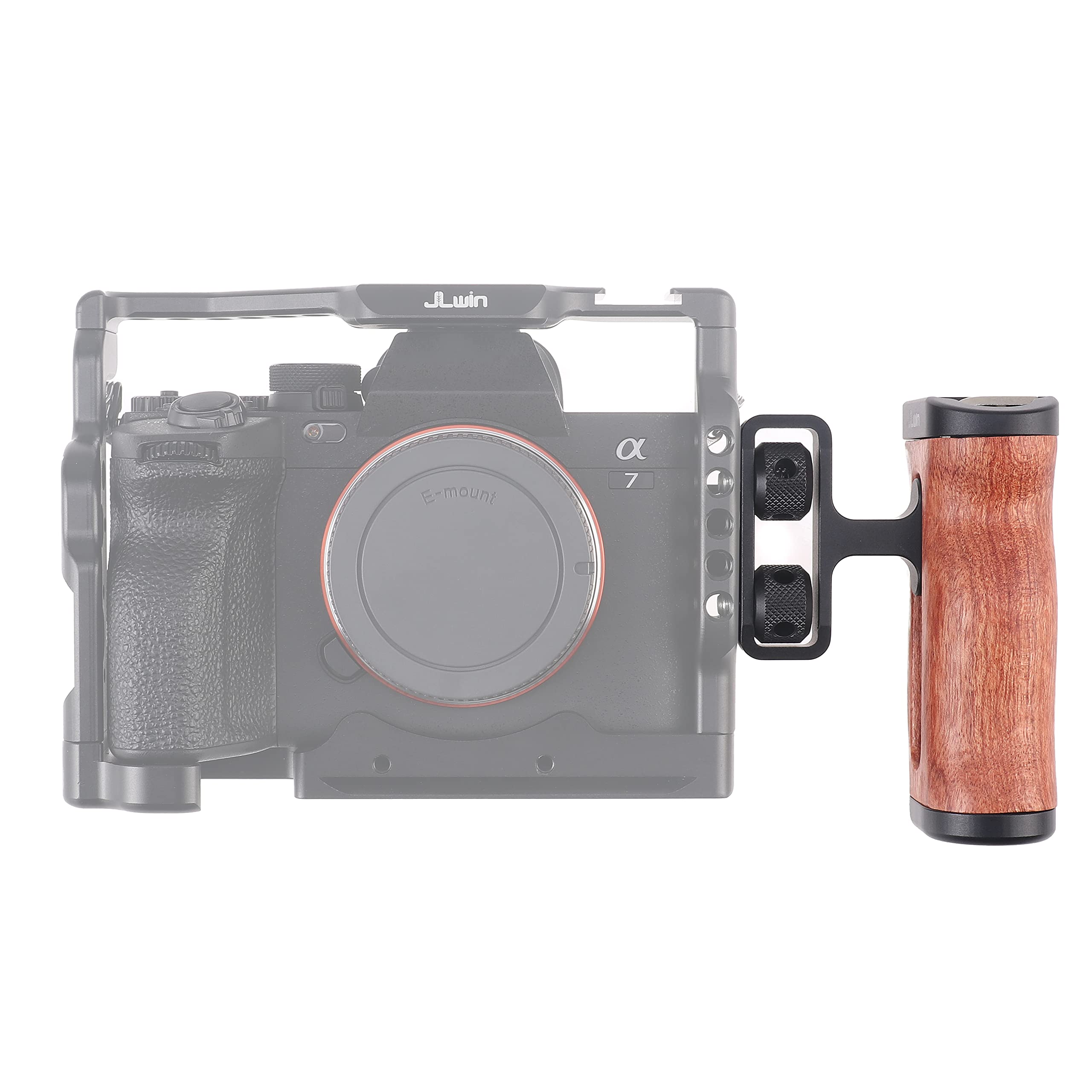 Hersmay Poignée latérale universelle en bois pour appareil photo avec support de griffe de 0,6 cm et 3/8" Trou de vis