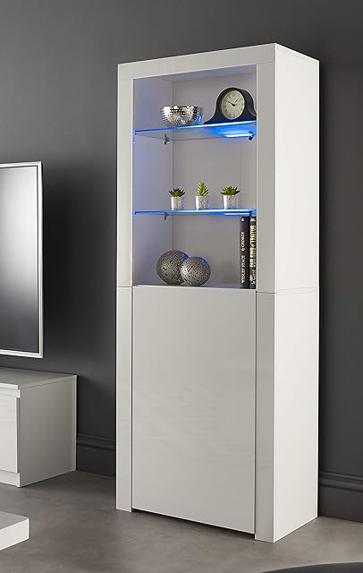 MMT Furniture Designs IB03 White Display Unit,62 cm x 35cm x 160cm