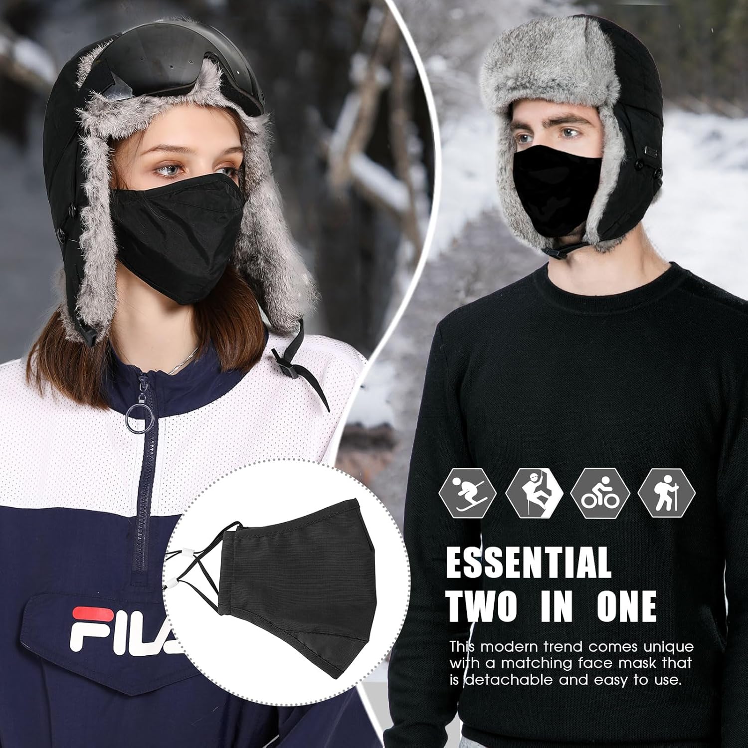 TOP-EX Oversize XXL XXXL Mens 100% Rabbit Fur Waterproof Trapper Hunting Trooper Winter Ushanka Russian Skiing Hat - Image 4