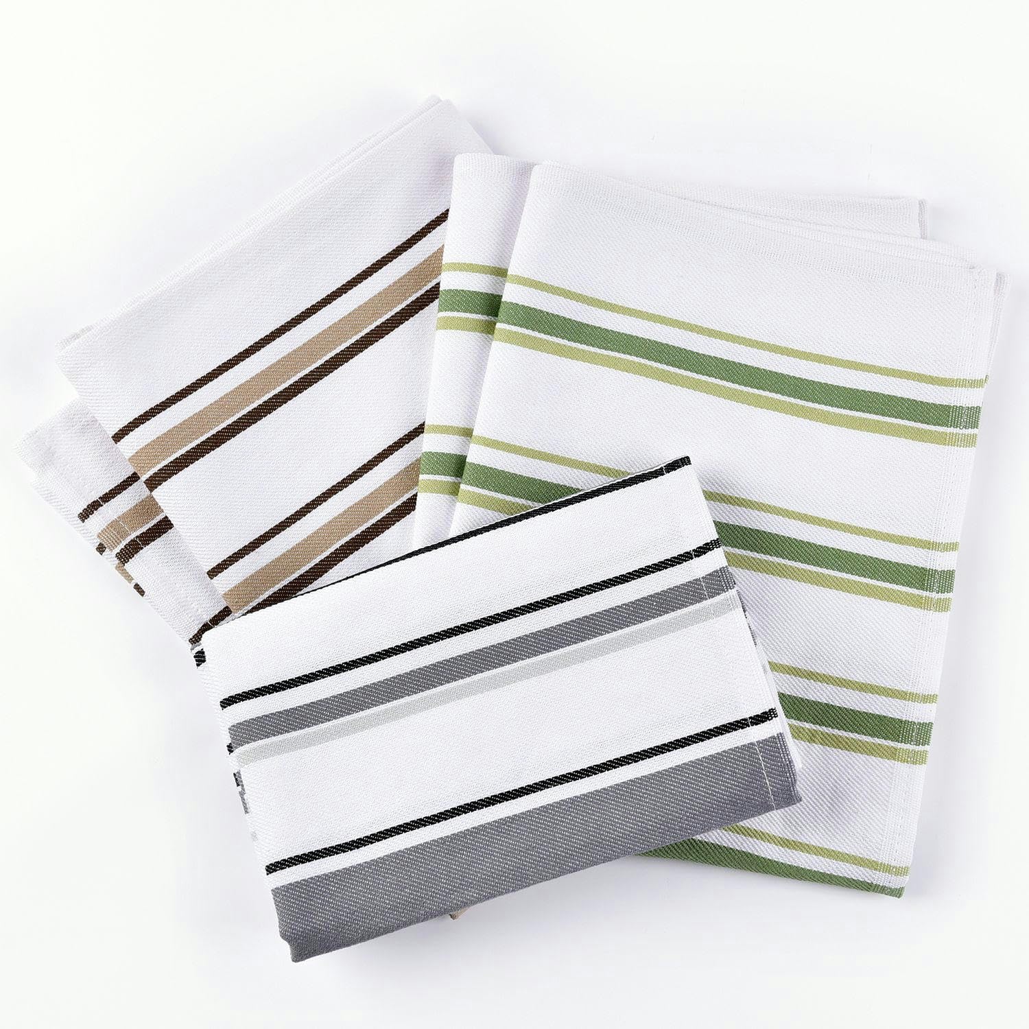 ANEIDA 52 * 80cm 6/12/24PCS Grüne Streifen Bedruckte quadratische Tischservietten aus 100% Baumwolle Matte Blockdruck-Baumwollservietten Waschbares bedrucktes blaugrünes Handtuch