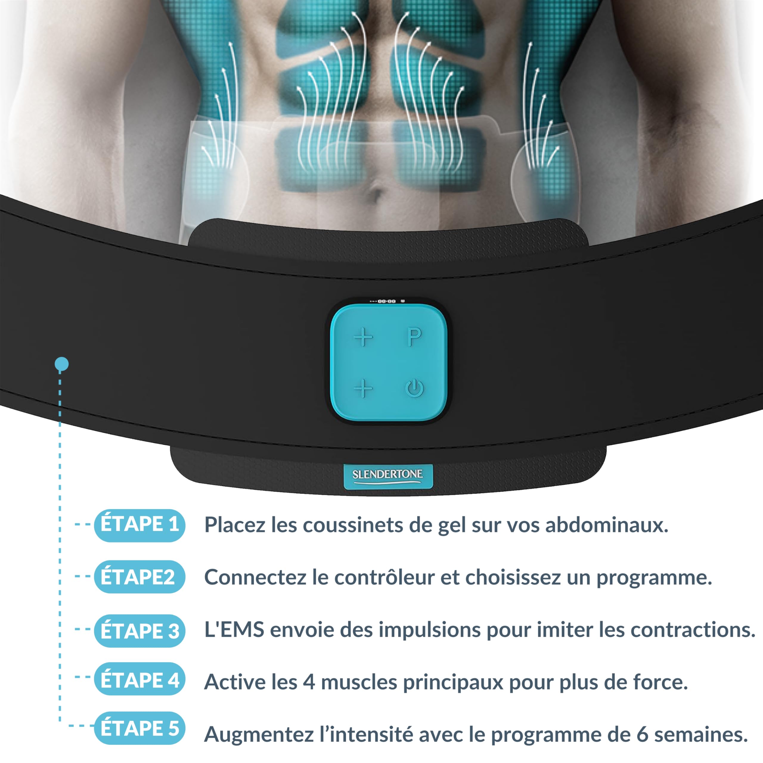 Slendertone Evolve Ceinture de tonification Abdominale Adulte Unisexe, Noir, 61-107 cm