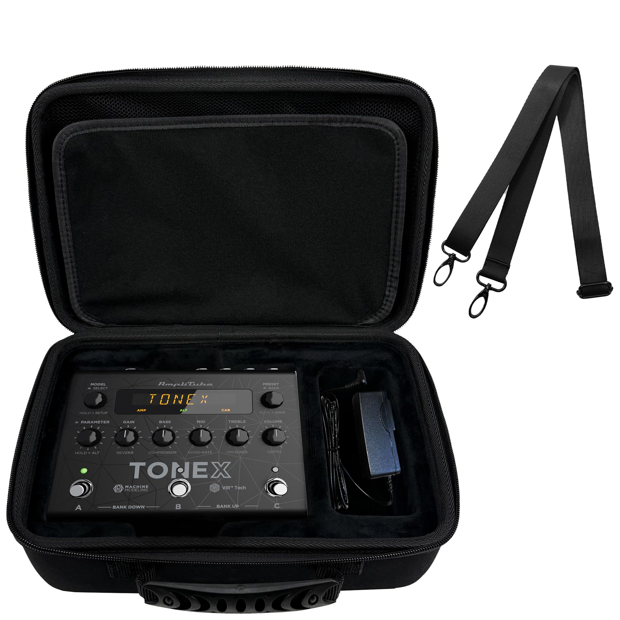 Musiin Funda para pedal de efectos de guitarra compatible con IK Multimedia TONEX Pedal X-VIBE, X-DRIVE, X-SPACE, X-TIME, adecuada para rendimiento, práctica y viajes, almacenamiento portátil a prueba