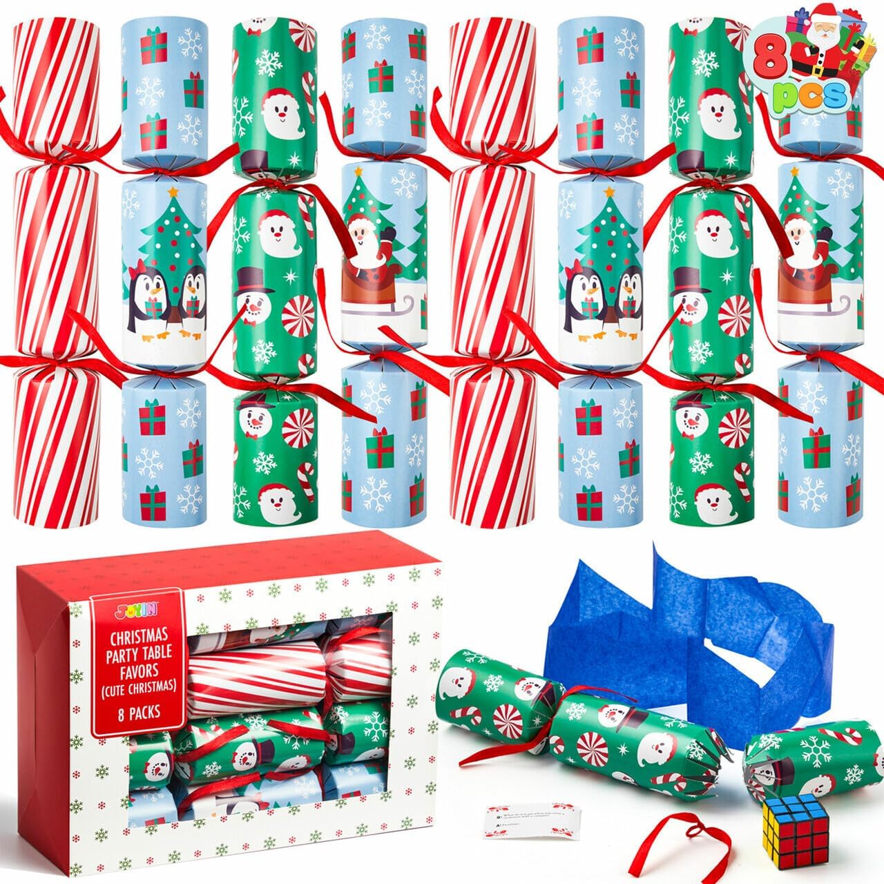 JOYIN 8 Pack Christmas Party Favor Non-Snap Christmas Party Table Favors with Holiday Party Favor Supplies for Kids and Adults, Christmas Parties, Dinners and Holidays JOYIN 8 Pack Christmas Party Favor Non-Snap Christmas Party Table Favors with Holiday Party Favor Supplies for Kids and Adults, Christmas Parties, Dinners and Holidays