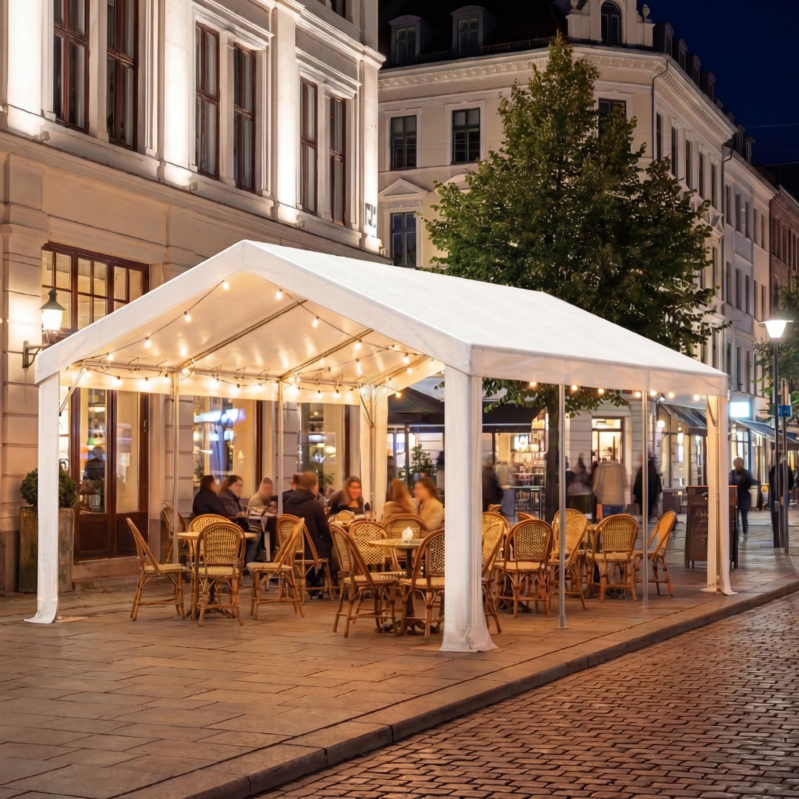 TRIUMPHKEY Partyzelt Pavillon 4x6 Wasserdicht Stabil, Gartenzelt UV Schutz 50+ 560g/m² PE-Plane, Festzelt Bierzelt Gartenpavillon für Garten, Party, Festival, Hochzeit, weiß