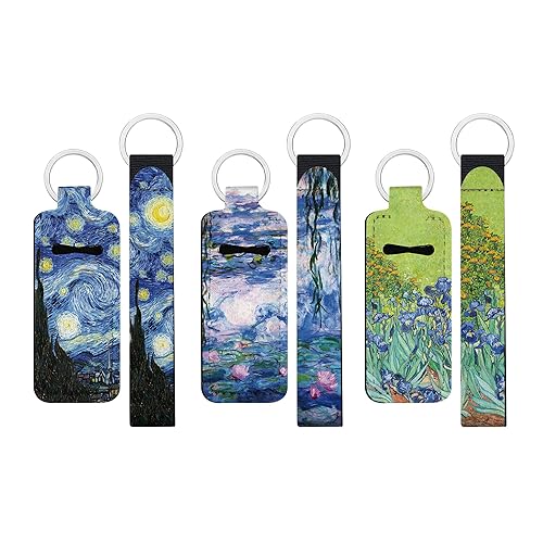 WIRESTER Juego de 3 soportes para lápiz labial, llavero de pulsera, llavero para lápiz labial, funda de neopreno para bálsamo labial para mujeres,