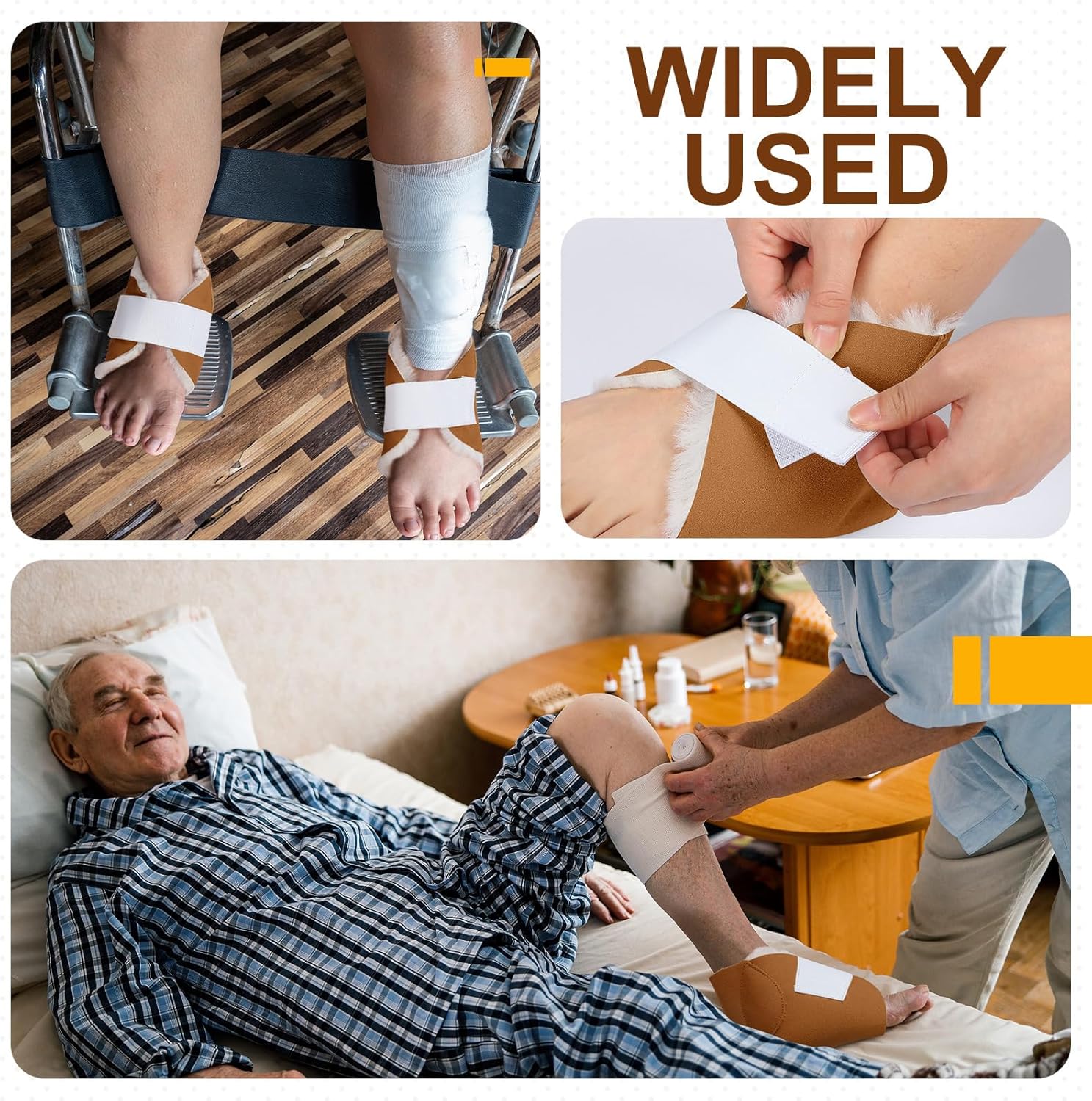 2 Pcs Heel Protectors for Pressure Sores Sheepskin Heel Pads Soft Foot Cushions Pad Protectors Adjustable Foot Pillows with Securing Strap for Bed Sore Ankle Ulcers (Brown) - Image 6