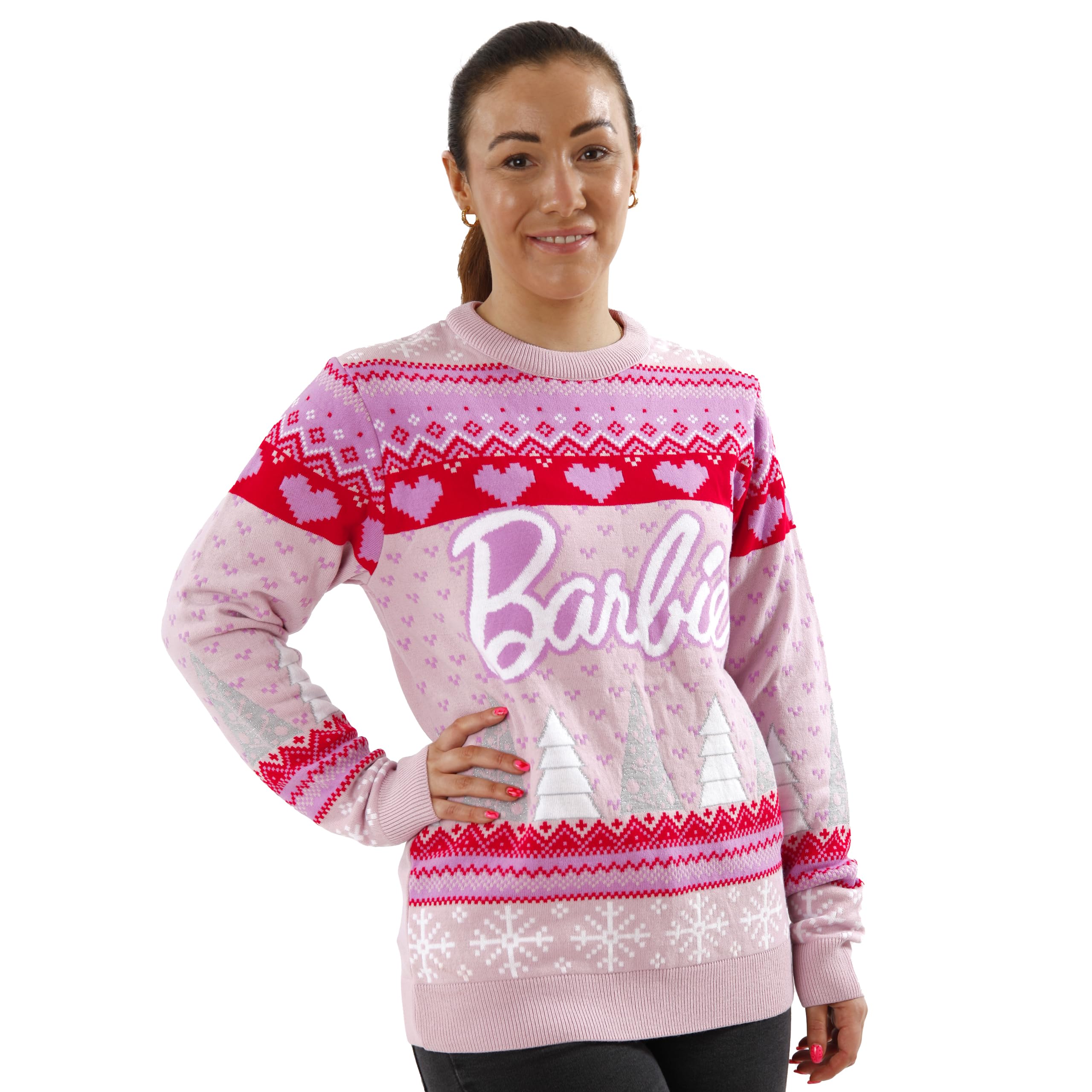 Barbie Christmas Jumper Womens | Ladies Christmas Jumpers | Womens Jumpers | Pink Large