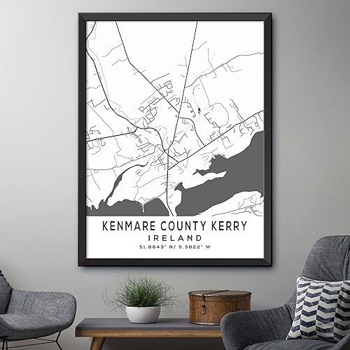 Miniatura 4 de Mapa de Kenmare County Kerry, Irlanda, Light 2 (12x16)
