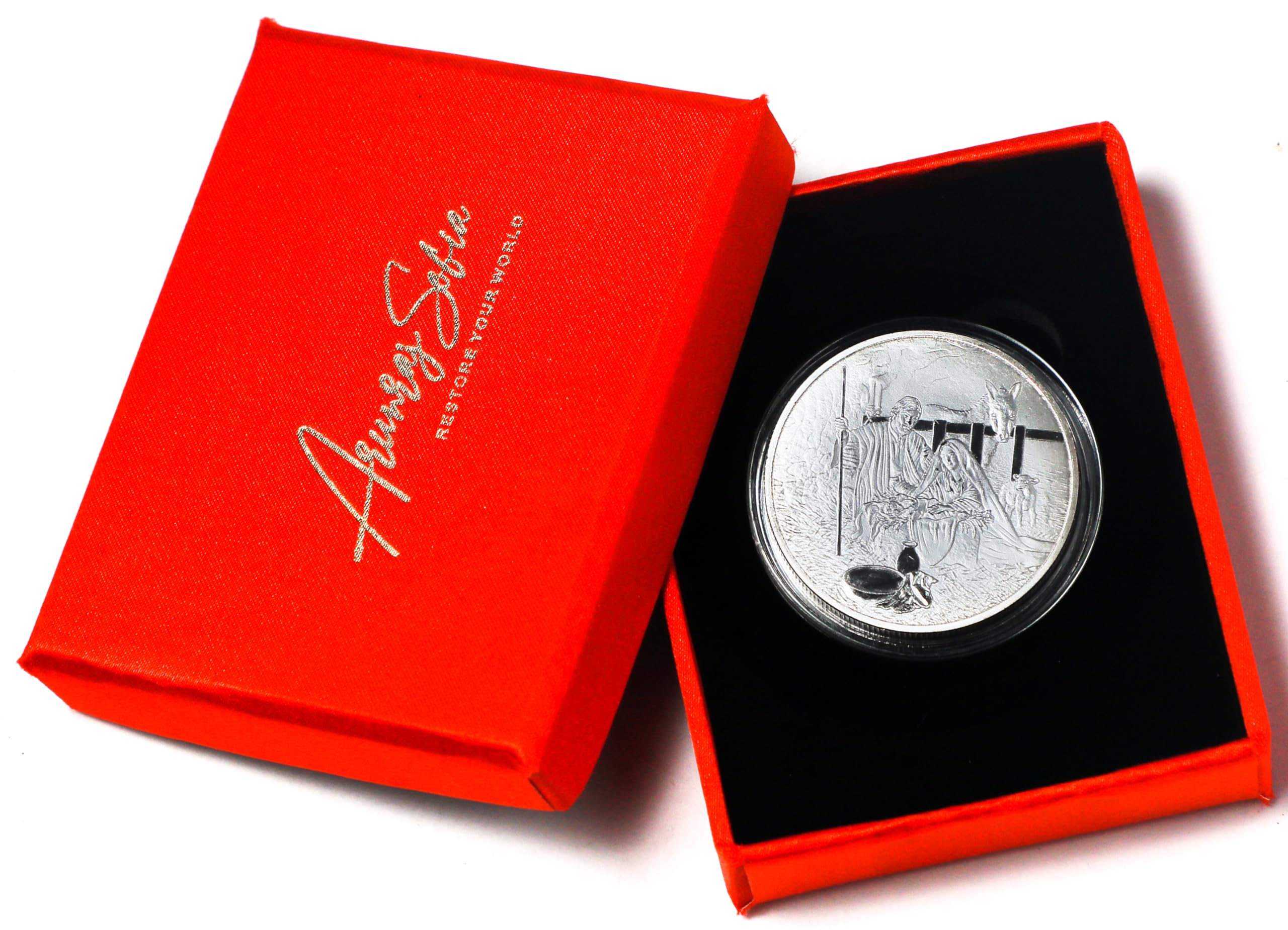 Arunrajsofia Jesus Christ Born in Bethlehem Easter Prayer Souvenir Art Metal Silver Coin with Luxury Box-image-18